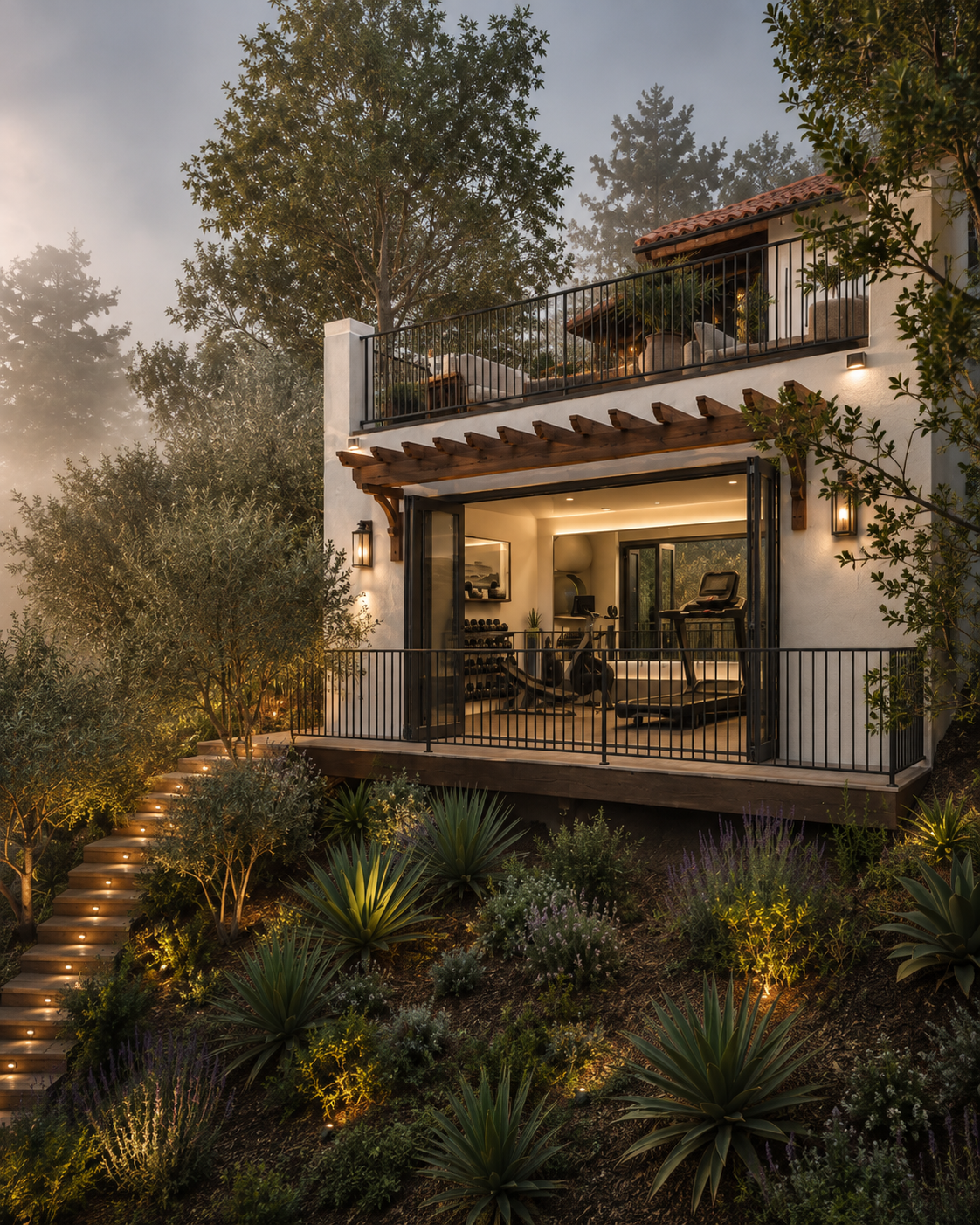 Modern 500-square-foot cantilevered home addition with a treehouse aesthetic, featuring architectural, interior, landscape design and construction by Hogan Design Build.