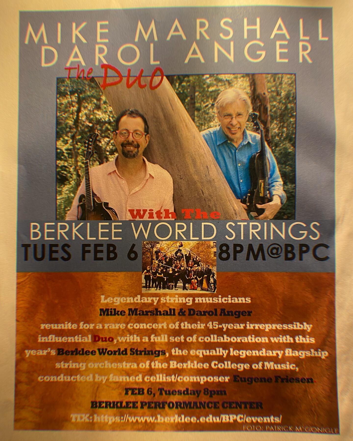 so excited for a mini tour with @mikemarshall.official @darolangerfiddler and the Berklee World Strings (@eugene.friesen @beyond.mastery) this weekend 🌞