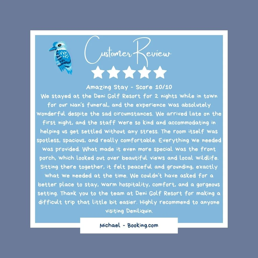 Thank you for the beautiful words Michael. We are so glad we could help in a small way to make your trip a bit easier.
.
.
.
#visitdeni 
#doitindeni 
#destinationriverinamurray 
#riverinamurray
#visitNSW 
#destination_nsw 
#visitrivercountry 
#visitt