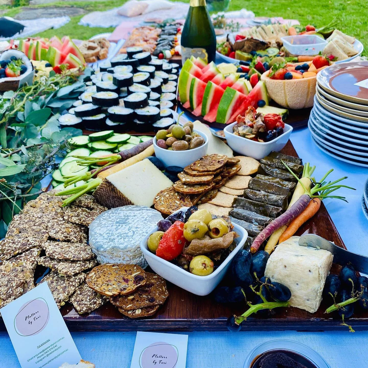 Sunday picnics with a view- what could be better! 🧀🍾

Our full service picnics are perfect for your next event. 
 
All set up, styling, pack down and even catering is all included! 

Contact us at hello@plattersbytori.com.au for bookings and enquir