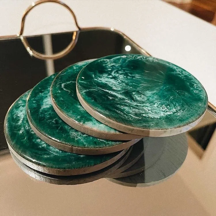 Custom Emerald Green Coasters for @half.ofme_ 🦚
