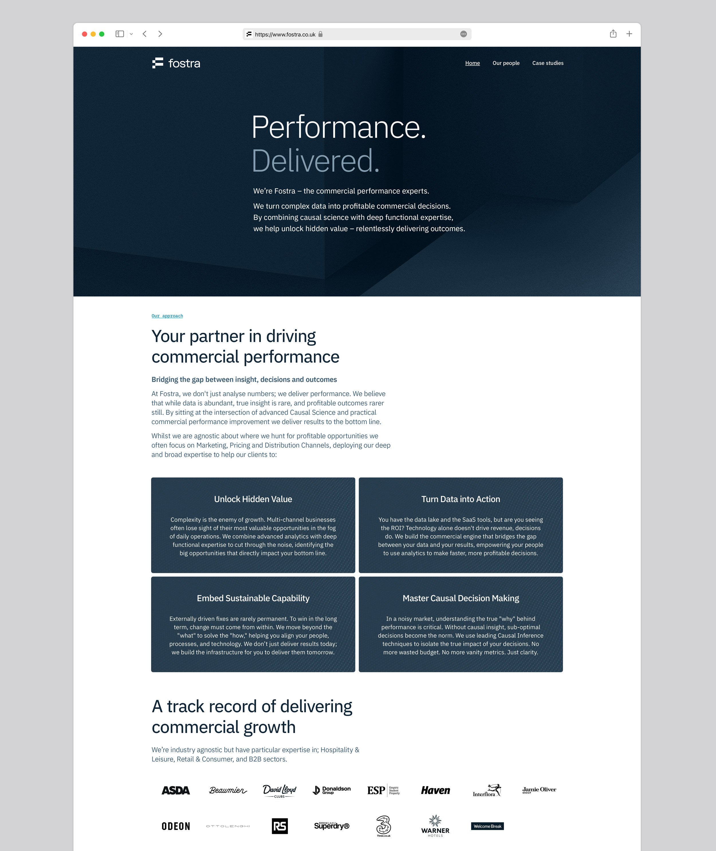 Detail of Fostra's home page