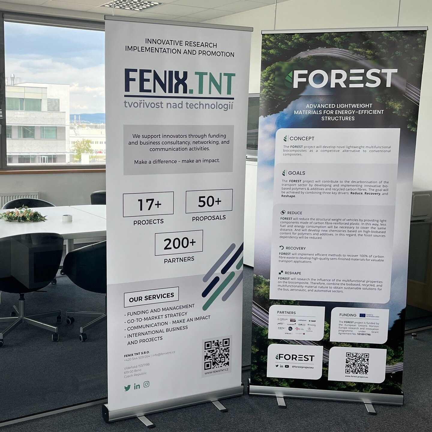 We are thrilled to announce the release of a new roll-up for the FOREST project!

Our team has been hard at work, developing a fresh and innovative design that will showcase the project's goals. 

The new roll-up is now displayed proudly in our offic