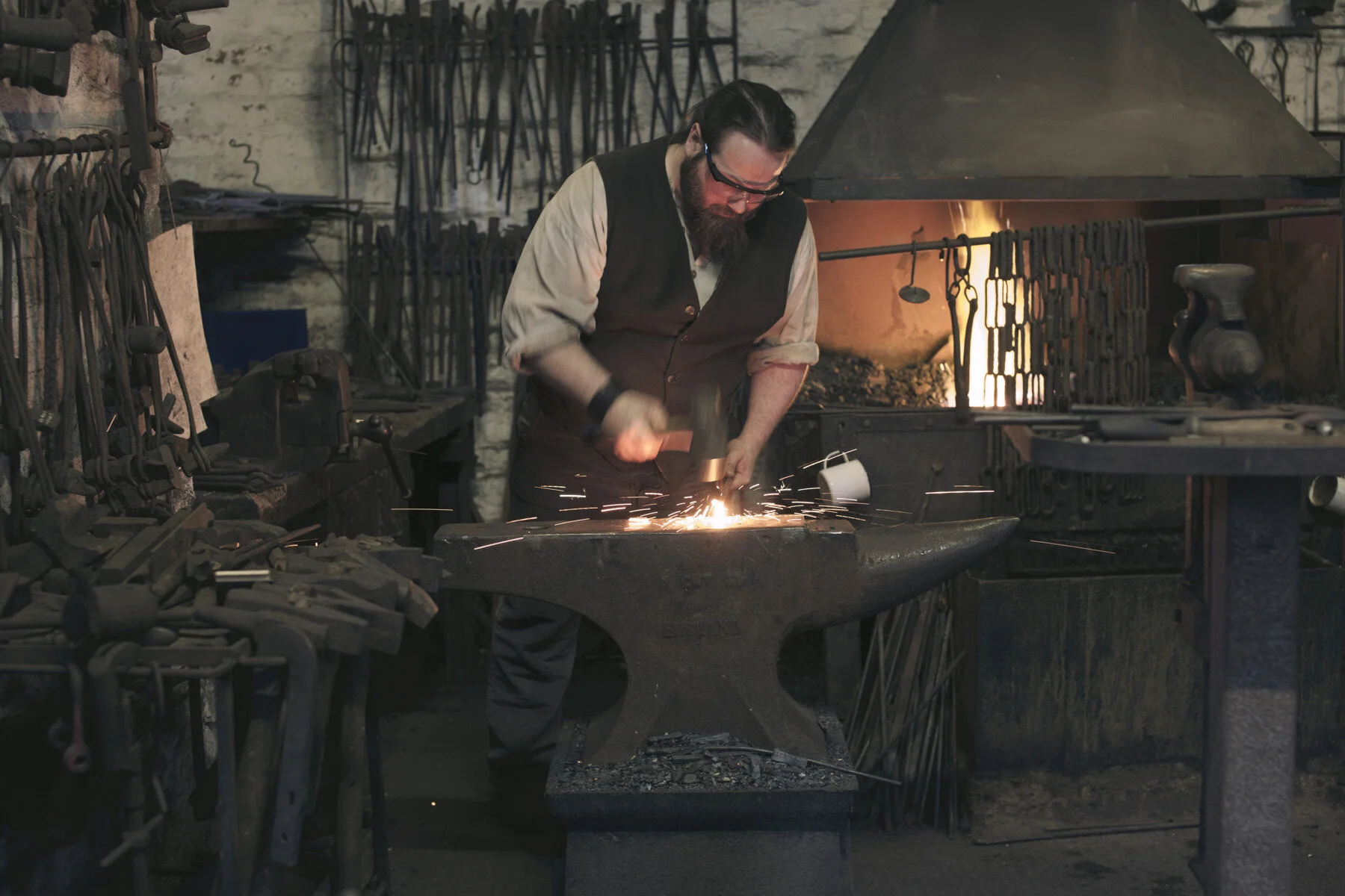 Blacksmith Duncan Cooper who works using only Victorian tools