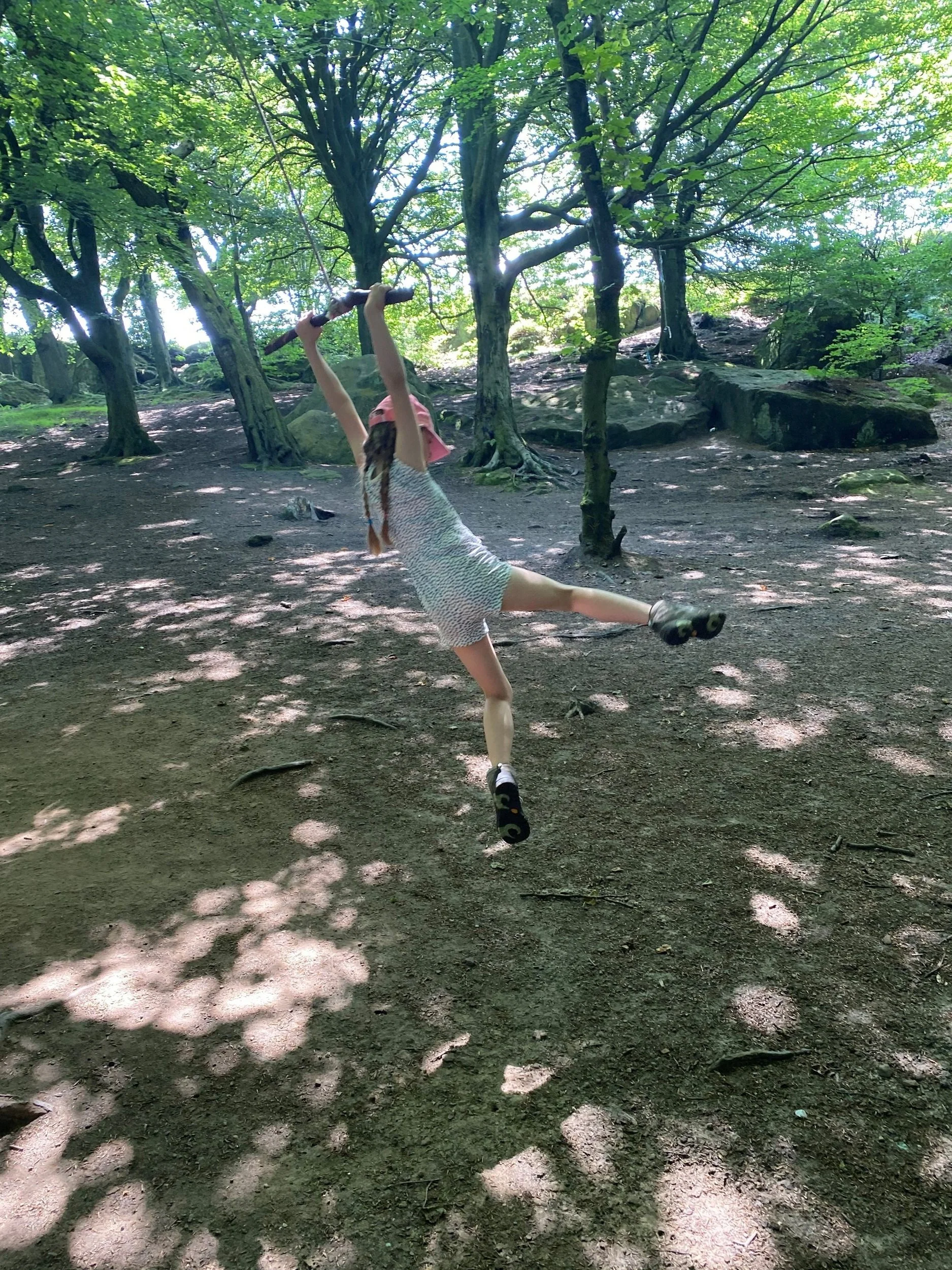 Swinging on the tree swings of the Chevin