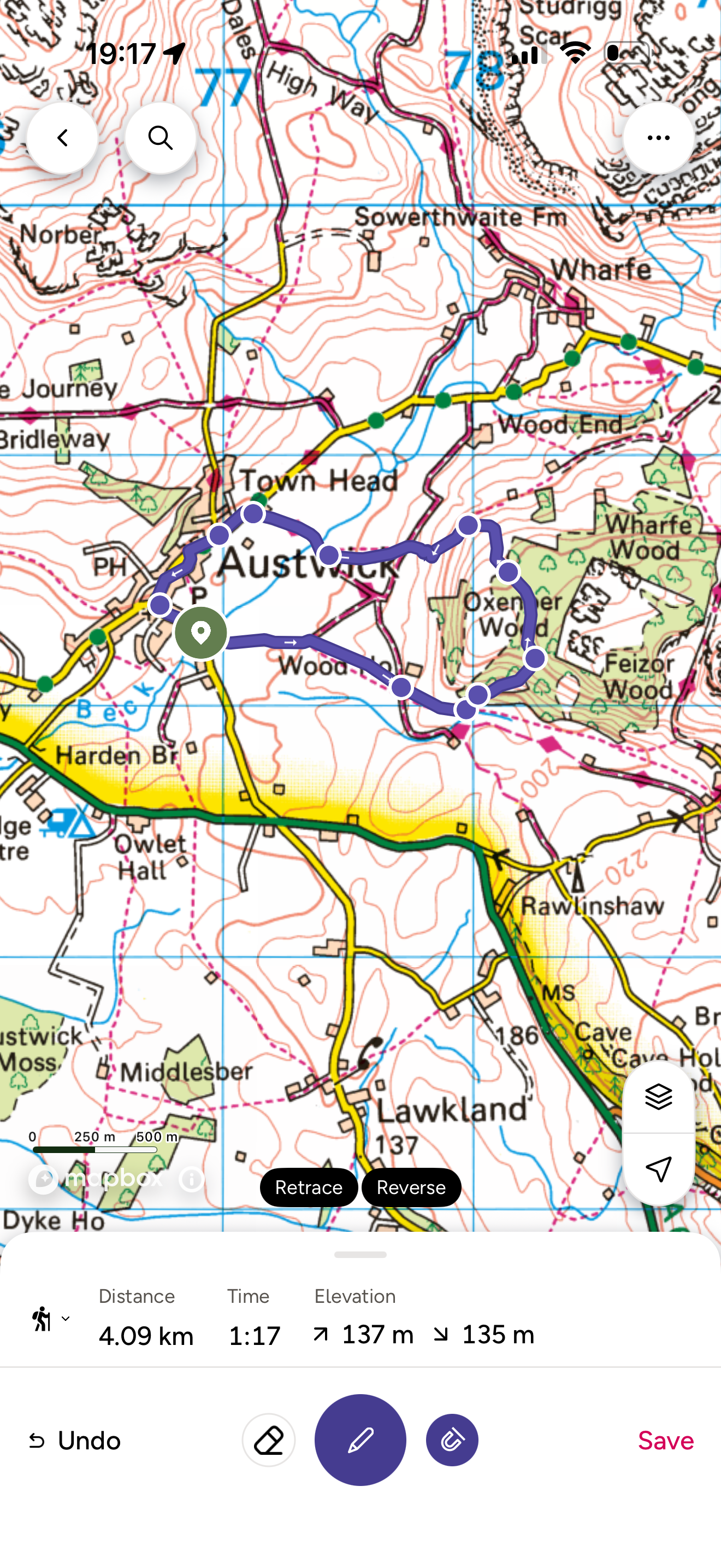 Ordnance Survey route map for Oxenber Wood