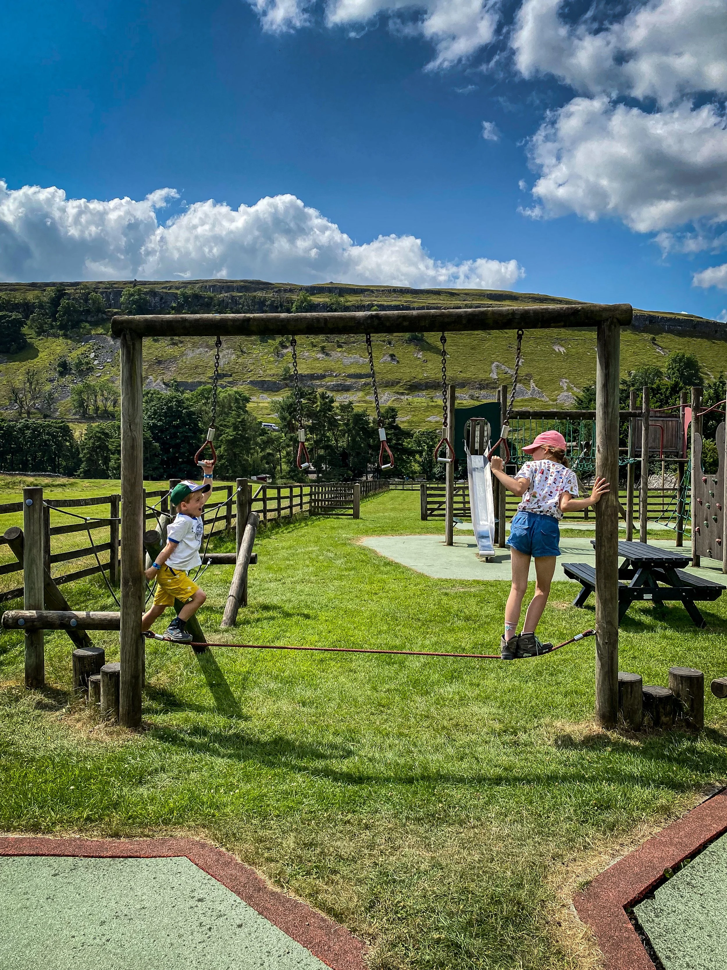 On the obstacle course at Kettlewell play park
