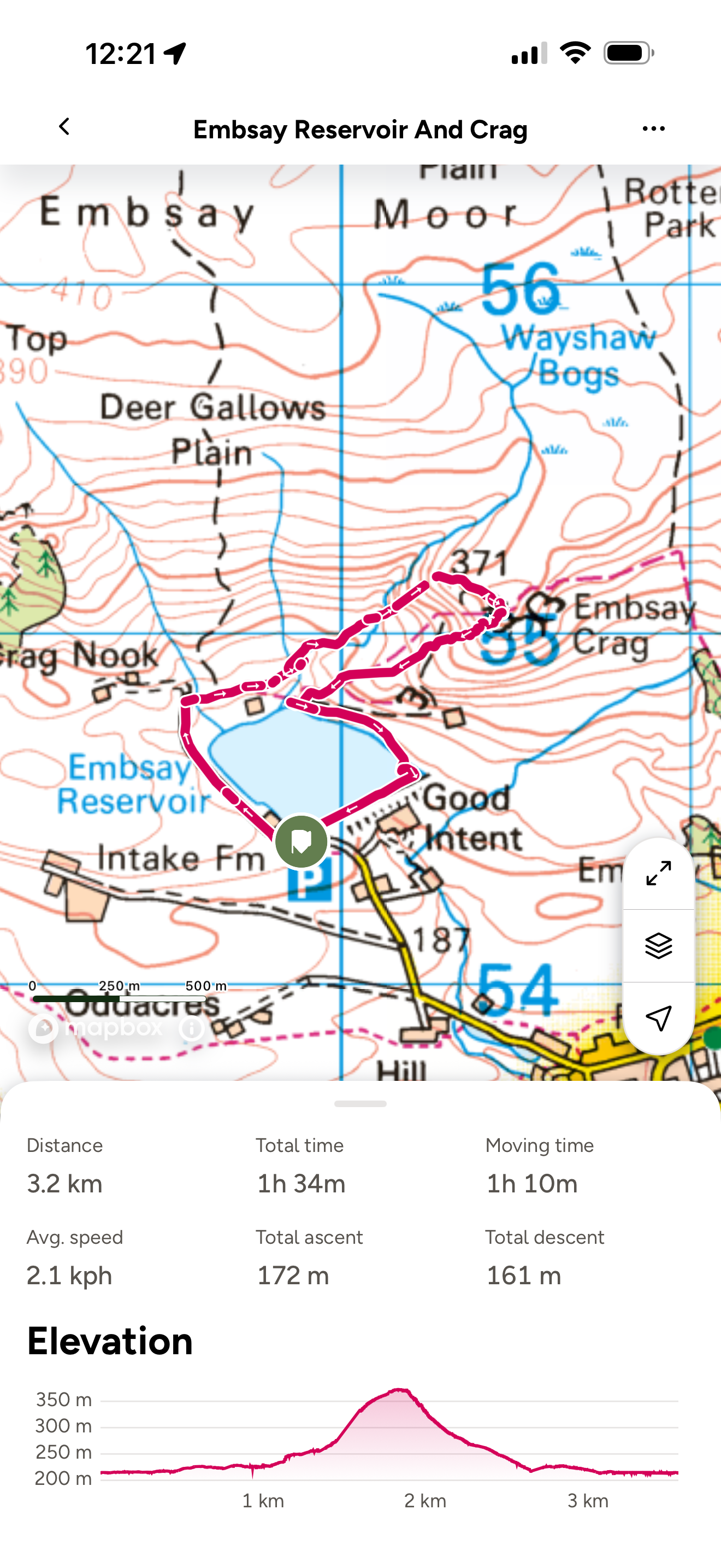 ordnance survey map of embsay crag