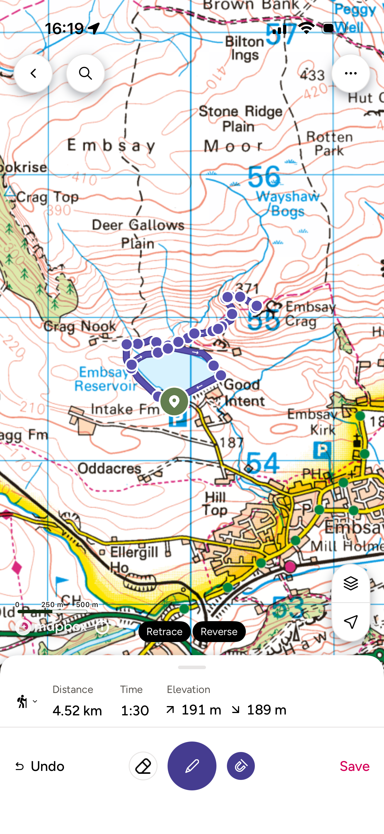 Ordnance survey map of embsay crag