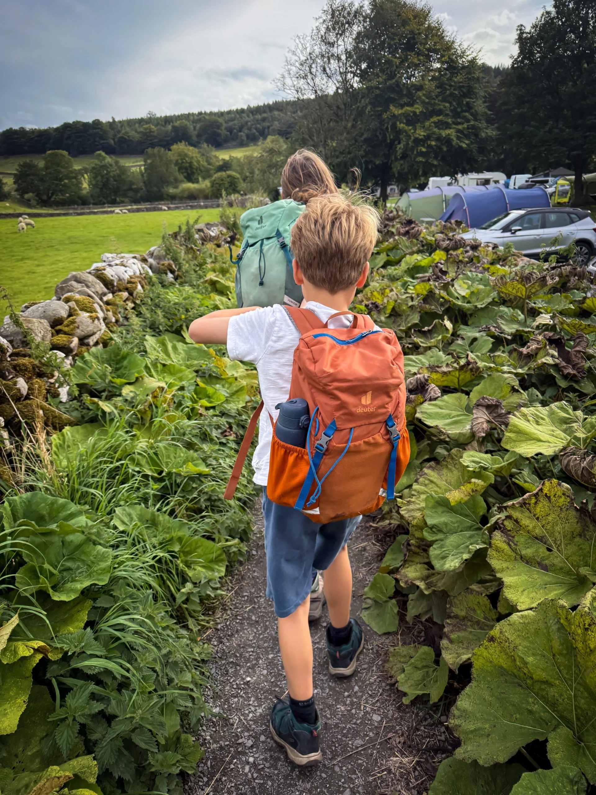 Walking to the river along a stone walled track
