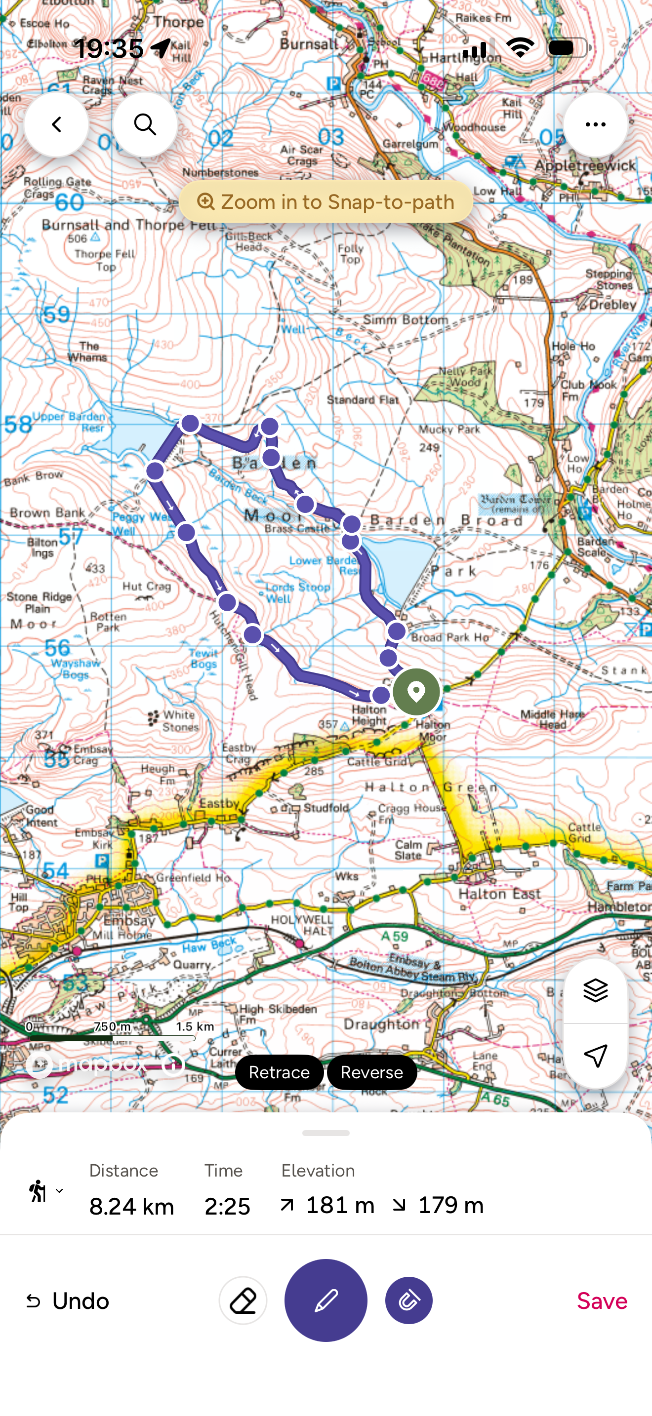 Map of Barden Reservoir route