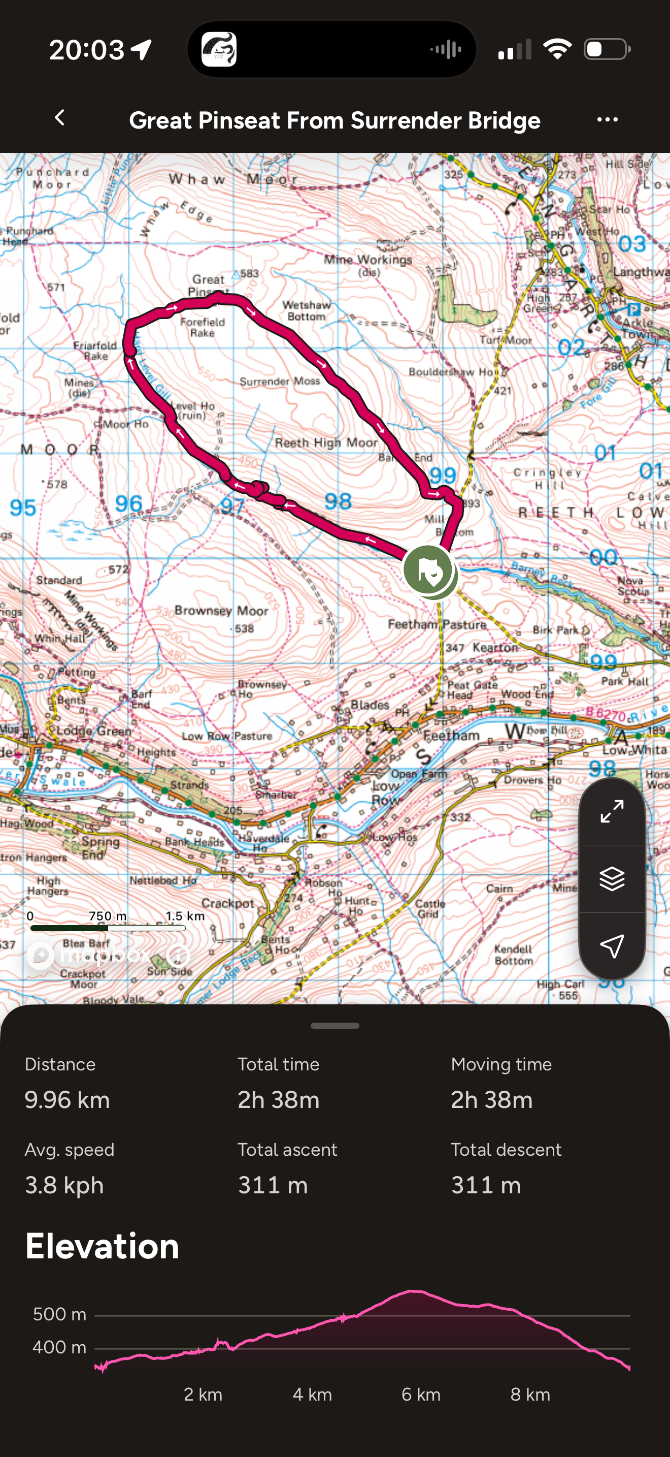 The route map of Surrender Mill