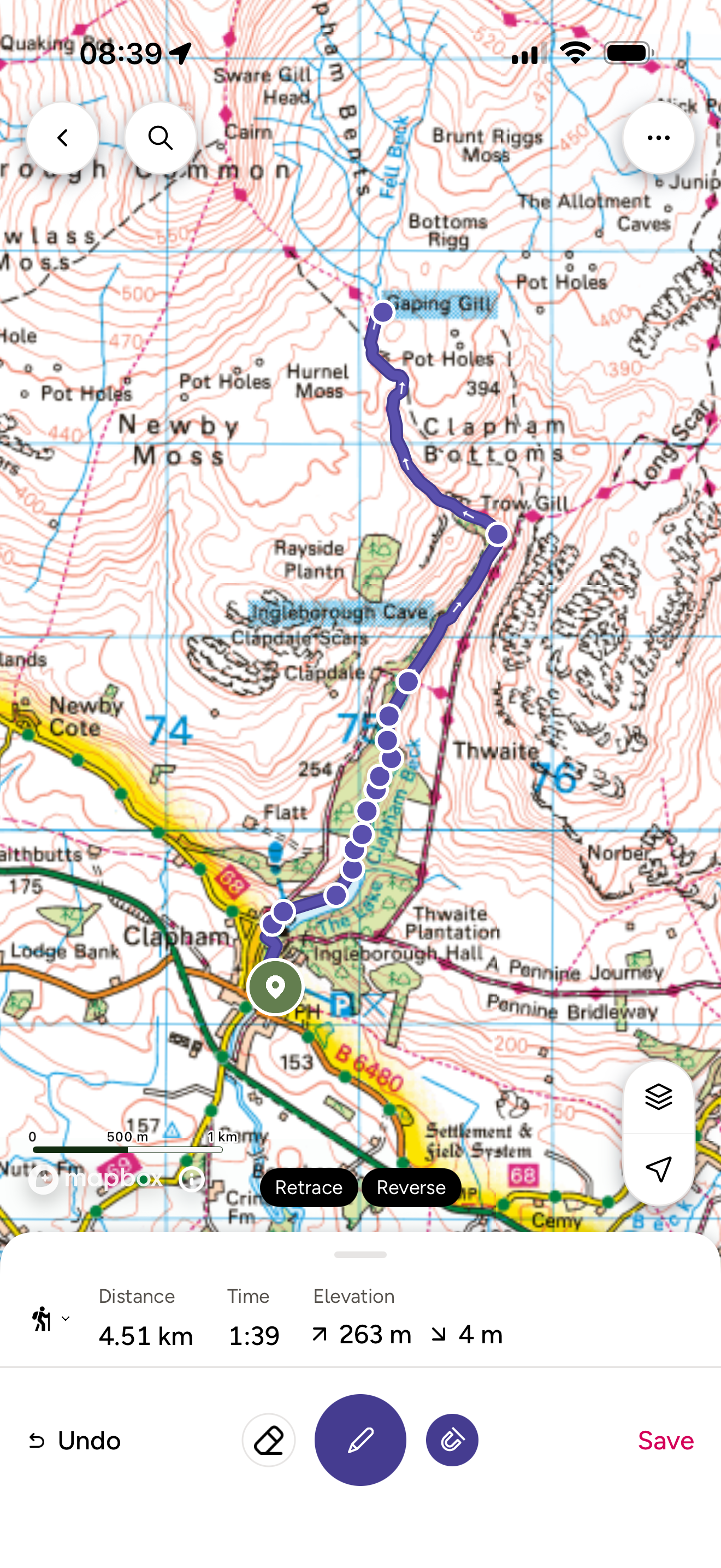 Ordnance survey map of Gaping Gill