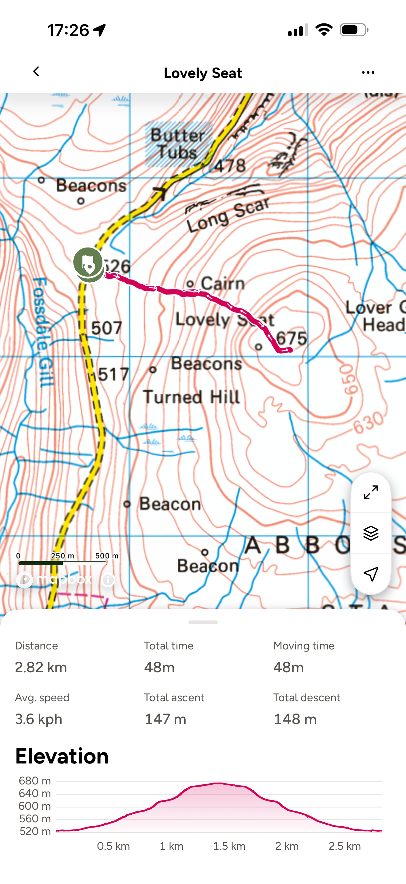 An ordnance survey map of Lovely Seat