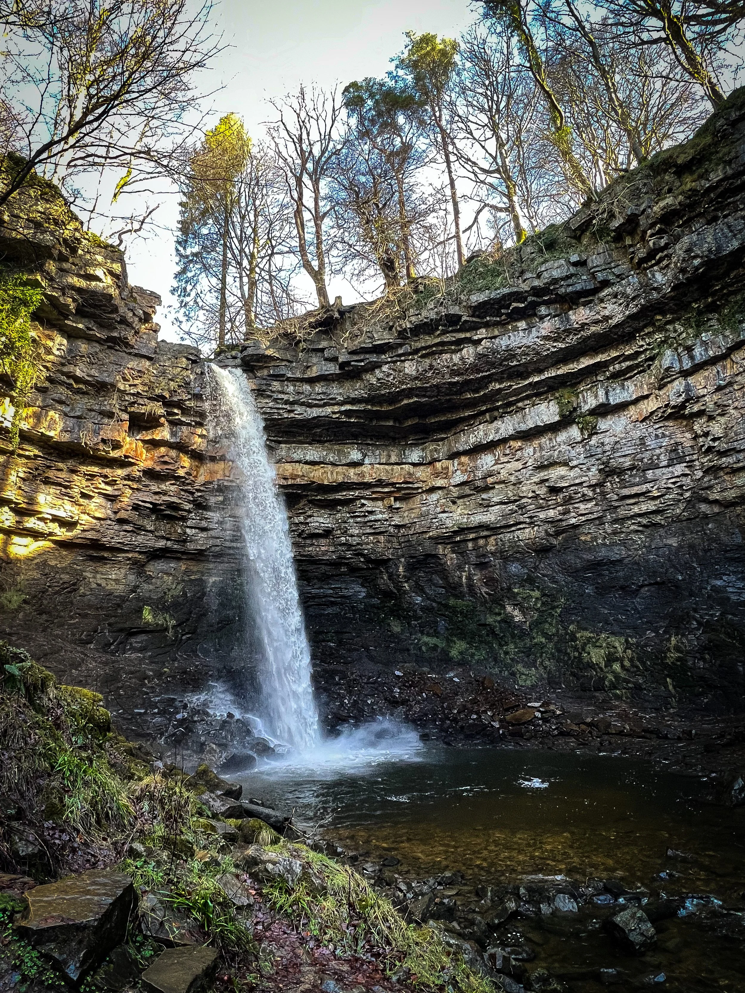 Hardraw force waterfall dropping into a large plunge pool