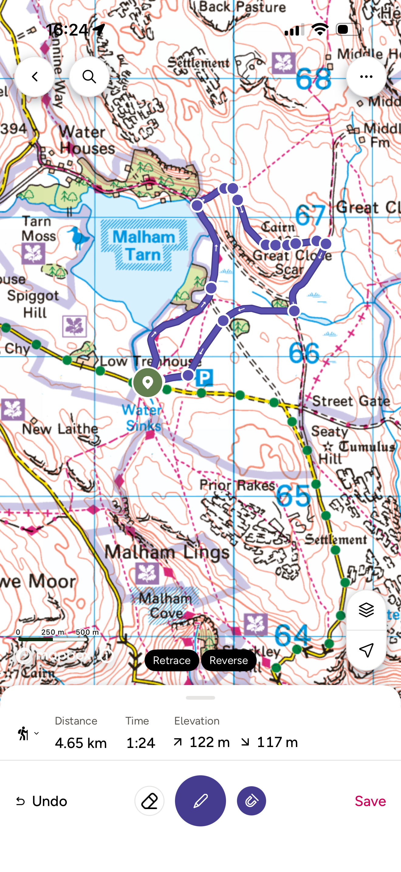 Ordnance survey map of malham tarn