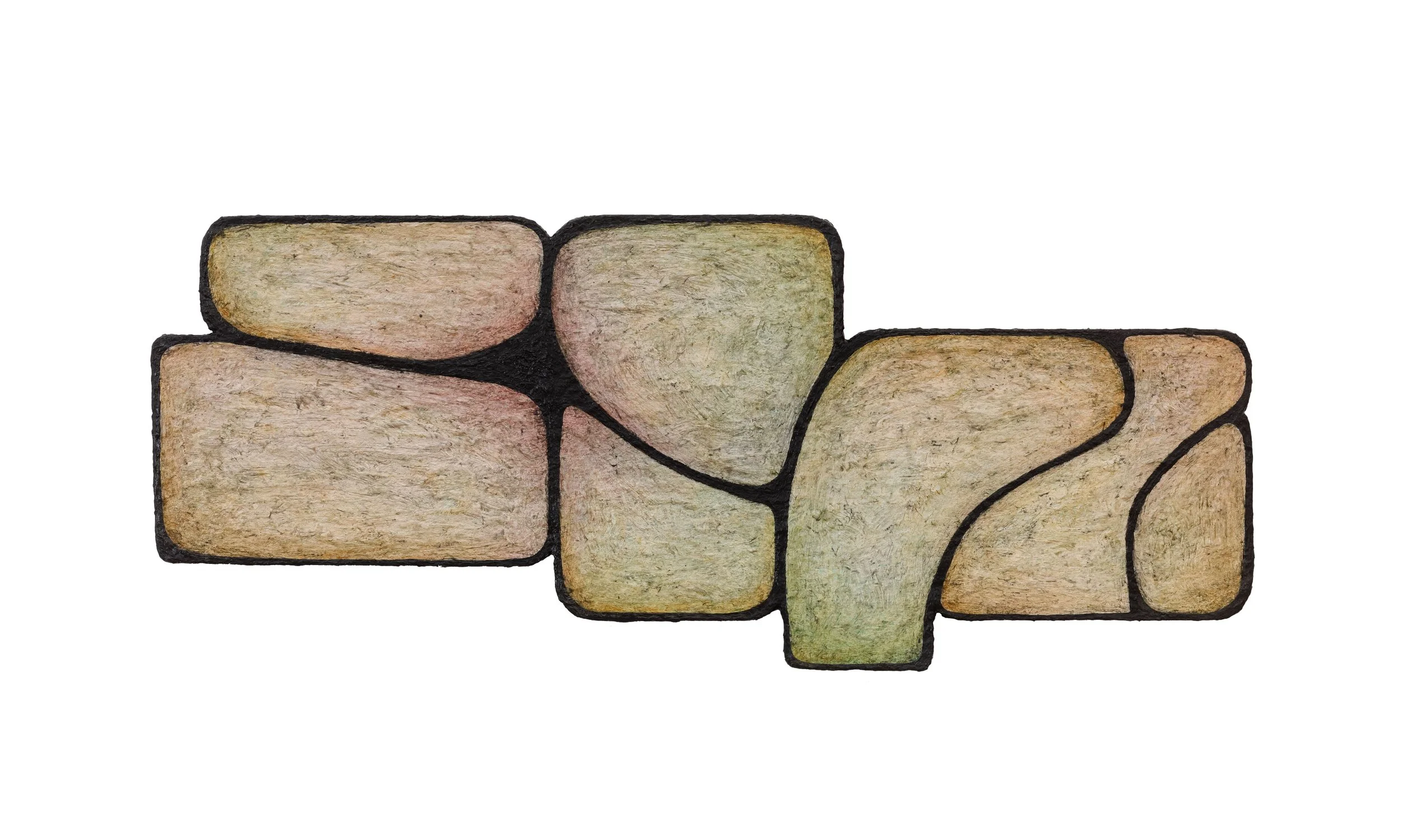 Catch and Release, charcoal, soft pastel, acrylic and oil on panel, 20 x 48 cm, 2026