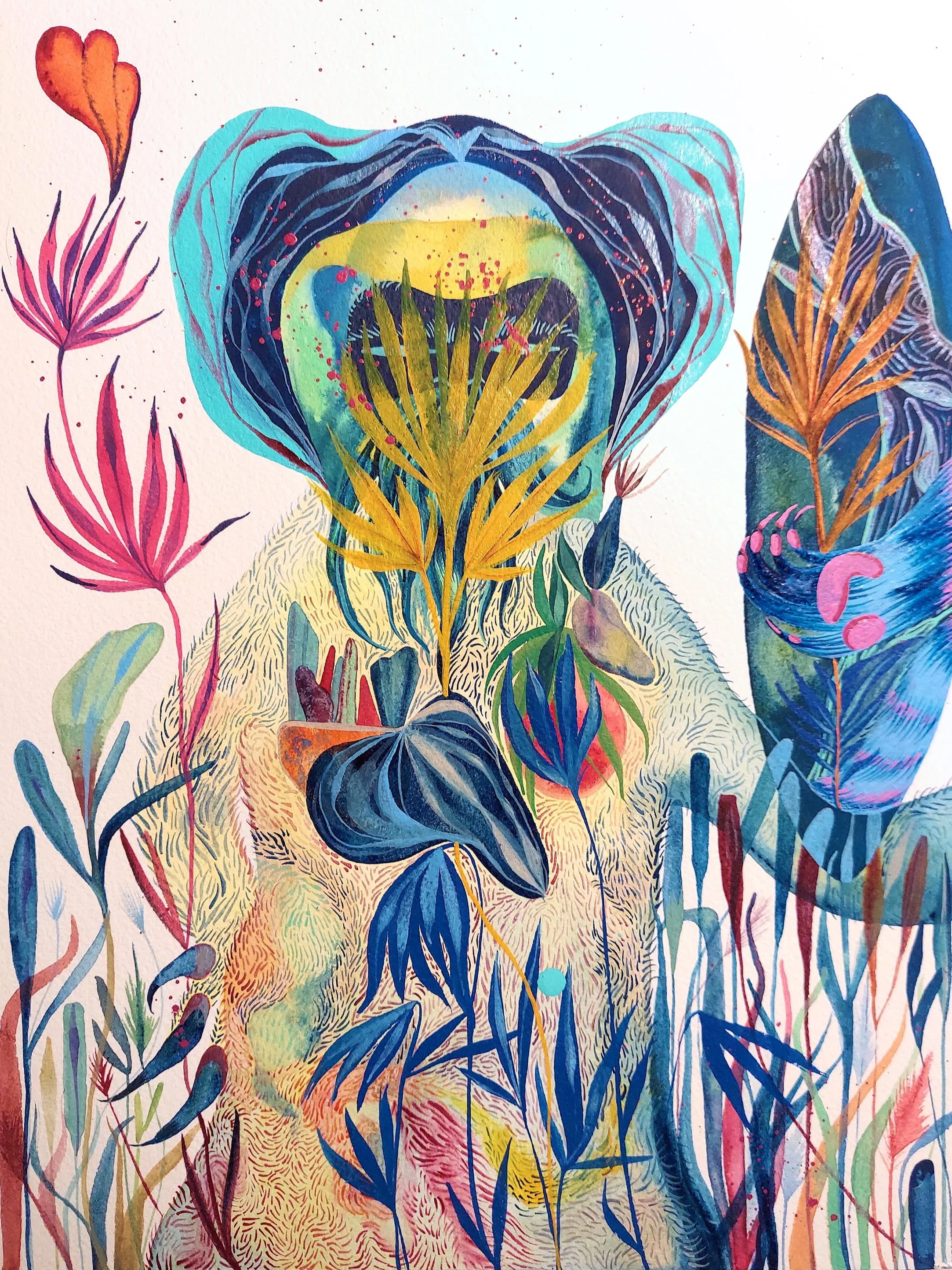 Interdimensional Bigfoot, 12”x9”, Sumi ink & watercolour *SOLD*