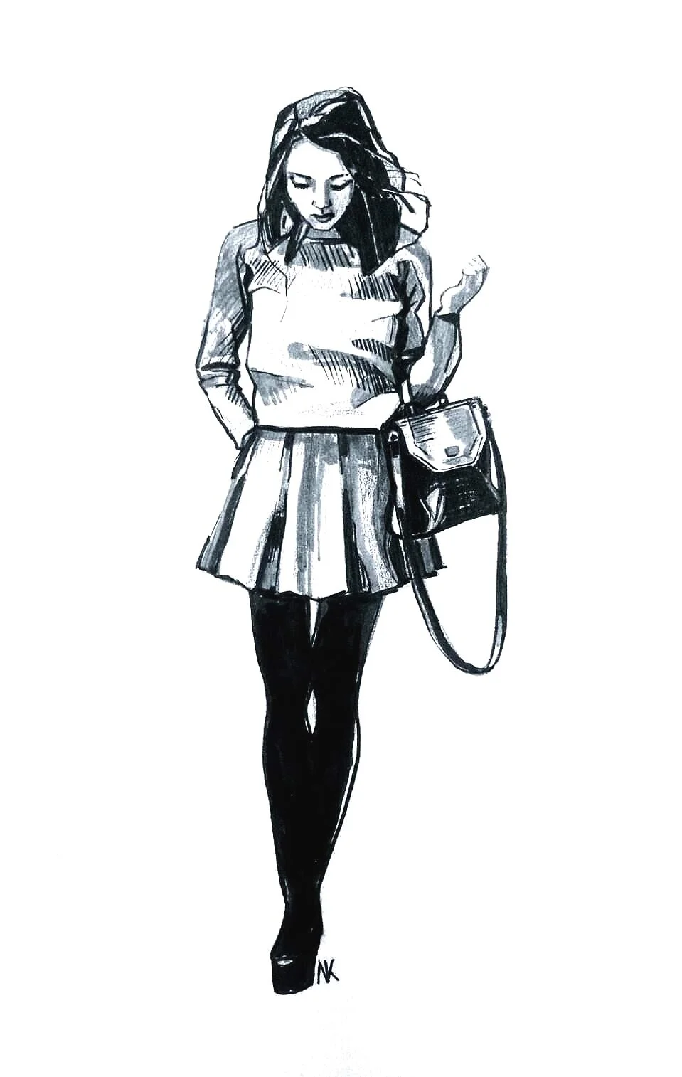 Mini skirt | brushpen | 2018 | 29.7 x 21 cm