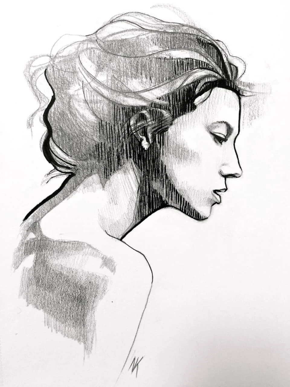 Charlotte | graphite pencil & brushpen | 2017 | 29.7 x 21 cm
