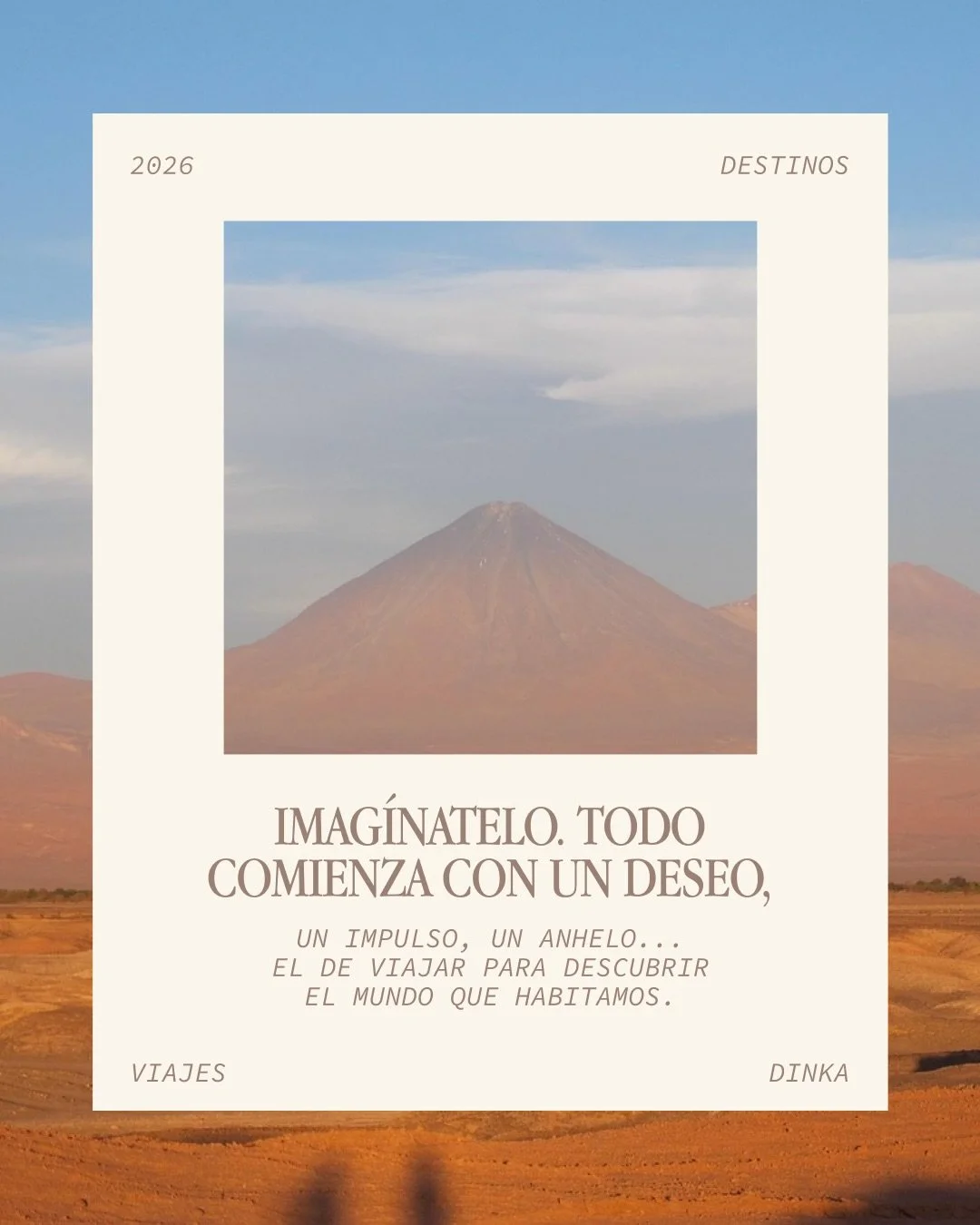 En 2026 proponemos procesos y experiencias para afinar los sentidos. 
Para o&iacute;r el silencio que ordena. 
Percibir el tiempo cuando se detiene. 
Conectar con la naturaleza viva. 
Aprender de otras culturas.

Dise&ntilde;amos viajes privados a me