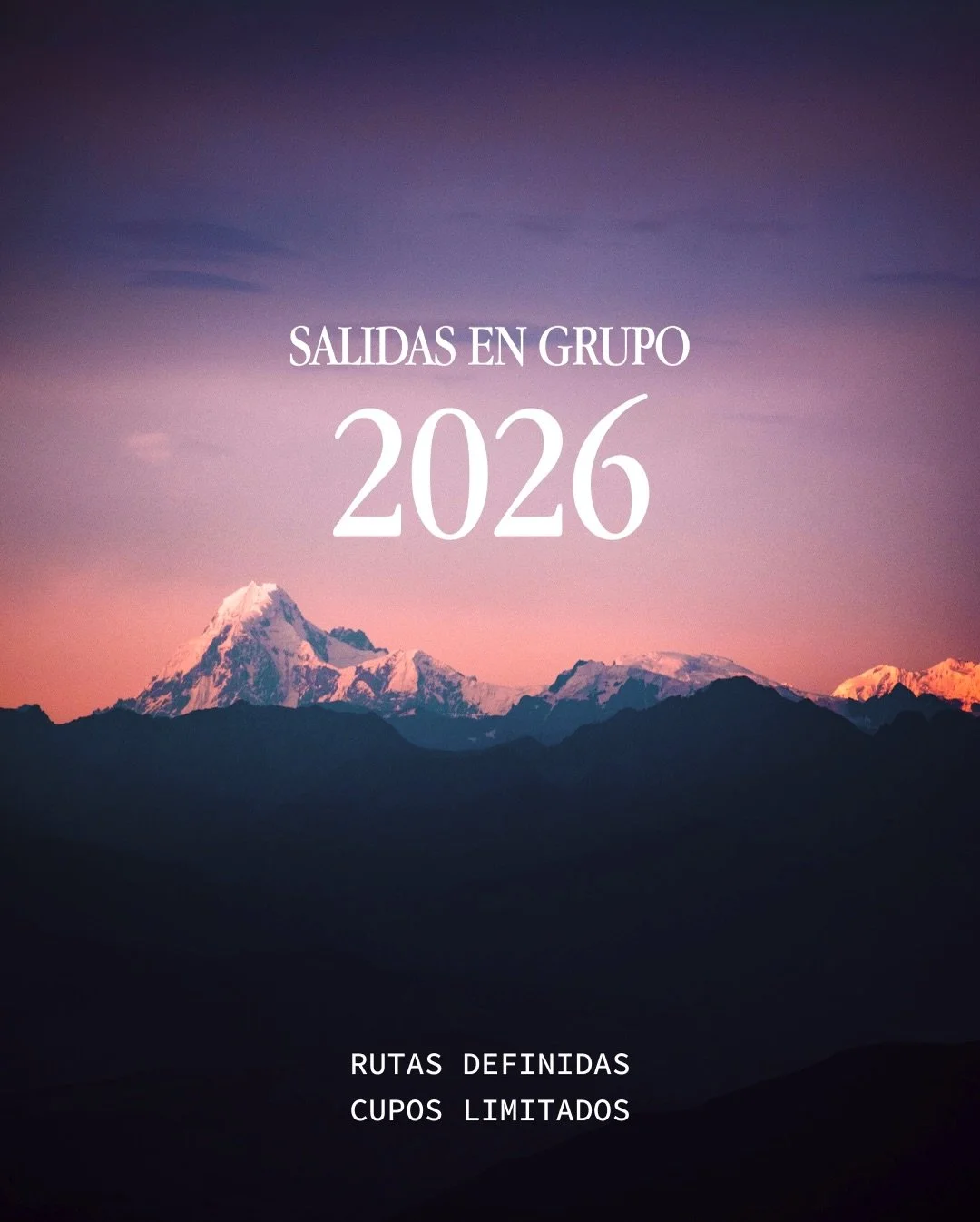 Estas son nuestras salidas en grupo 2026.
Maravilla Andina, Patagonia, Namibia y Sud&aacute;frica son algunas de las rutas ya confirmadas, junto a salidas especiales como Uzbekist&aacute;n, Yunnan, India y Laos.

Cada itinerario est&aacute; dise&ntil