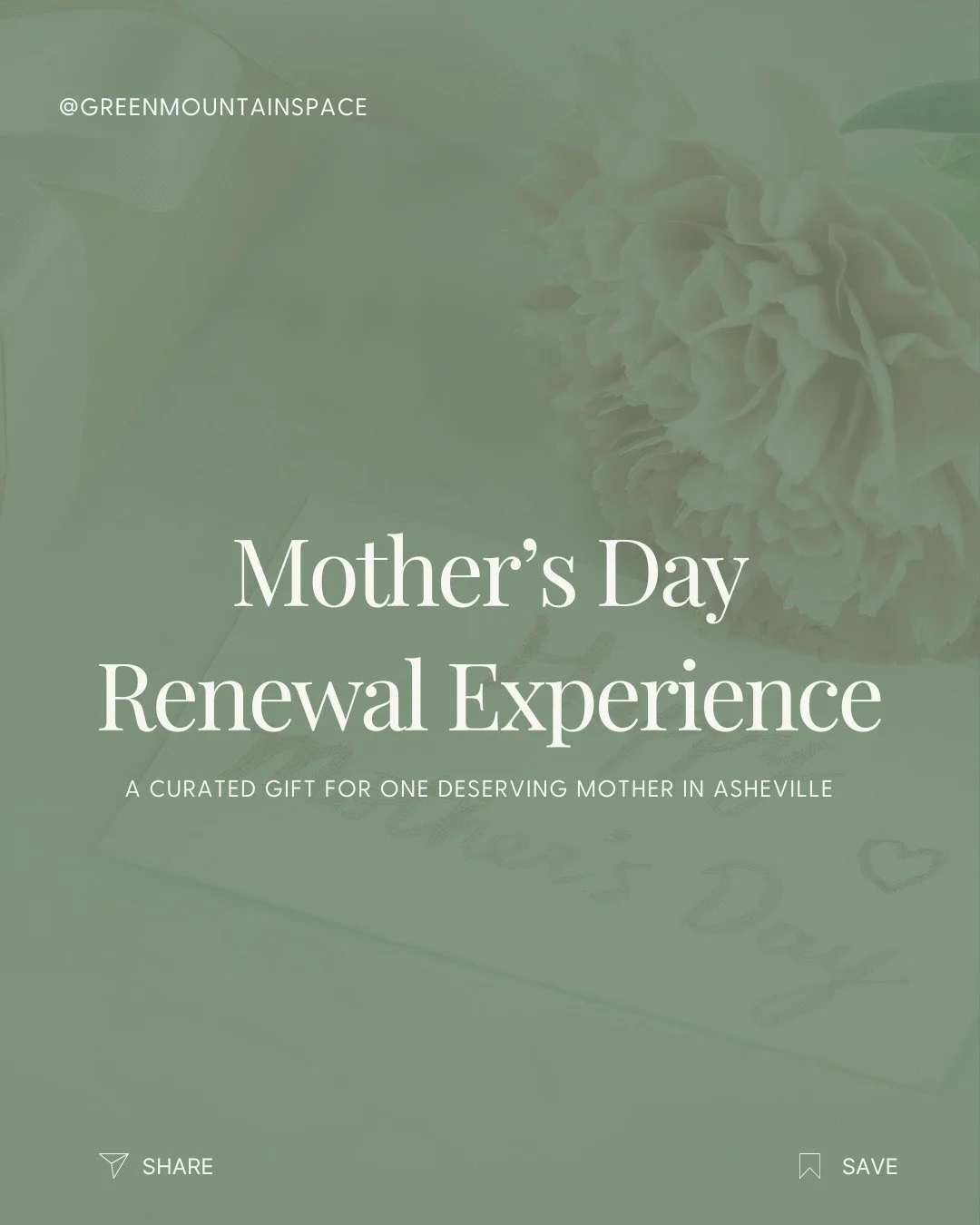 We are so honored to share this with you.

The Mother&rsquo;s Day Renewal Experience is a curated collaboration of local Asheville professionals coming together to gift one deserving mother a full day of restoration, care, and support.

This experien