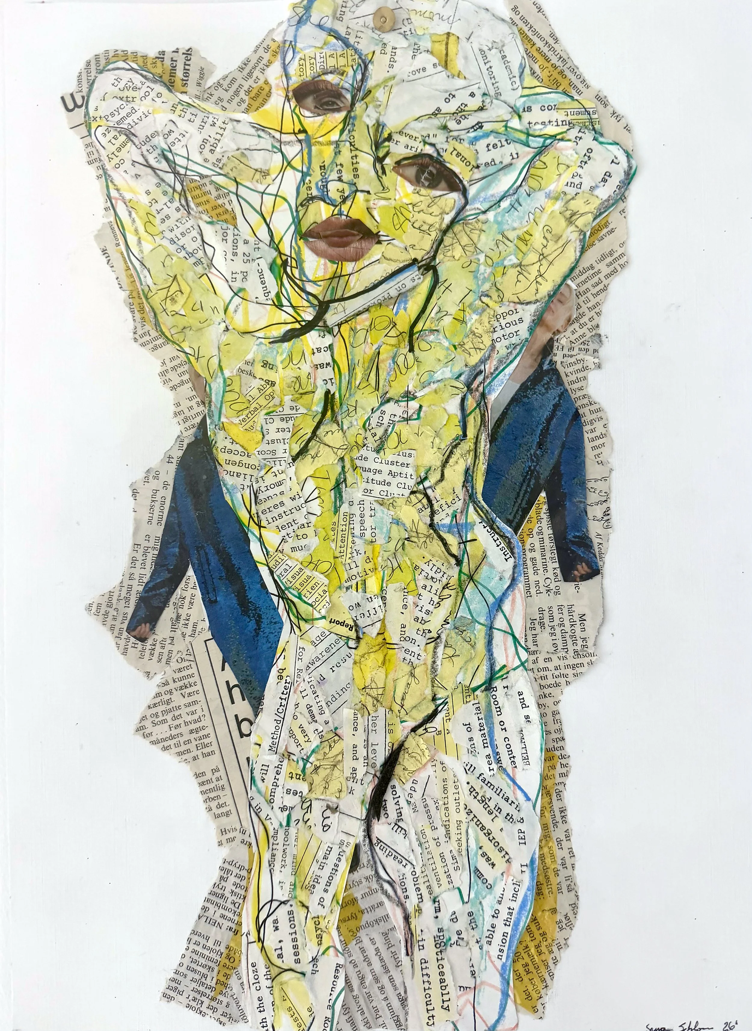 The 3rd Eye is Hiding, Mixed Media with Gel Film on Archival Paper,  12" x 16", 2026