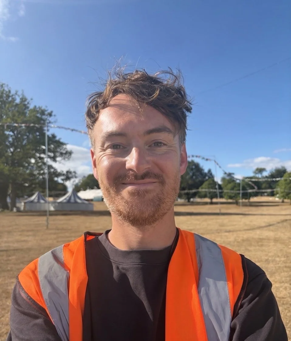 Matt Smith, Freelance Senior Event Producer at Mata Marketing, on site at a outdoor event build in the UK