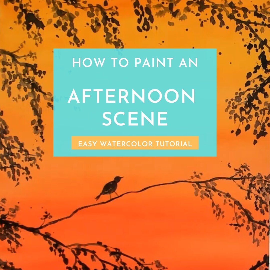 How to paint an afternoon sunset scene in watercolor.  Watch this easy beginner-friendly watercolor tutorial at https://youtu.be/2MU588Rz90A