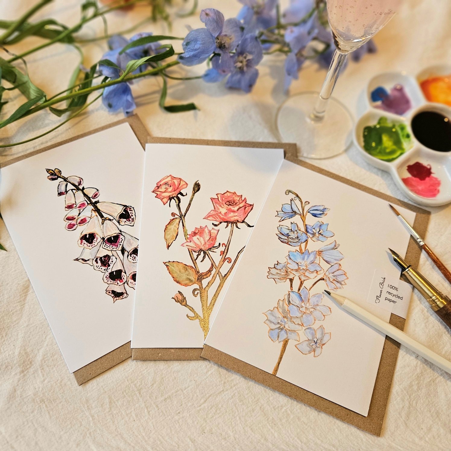 Paint &amp; Sip: Summer Flowers Greeting Cards 