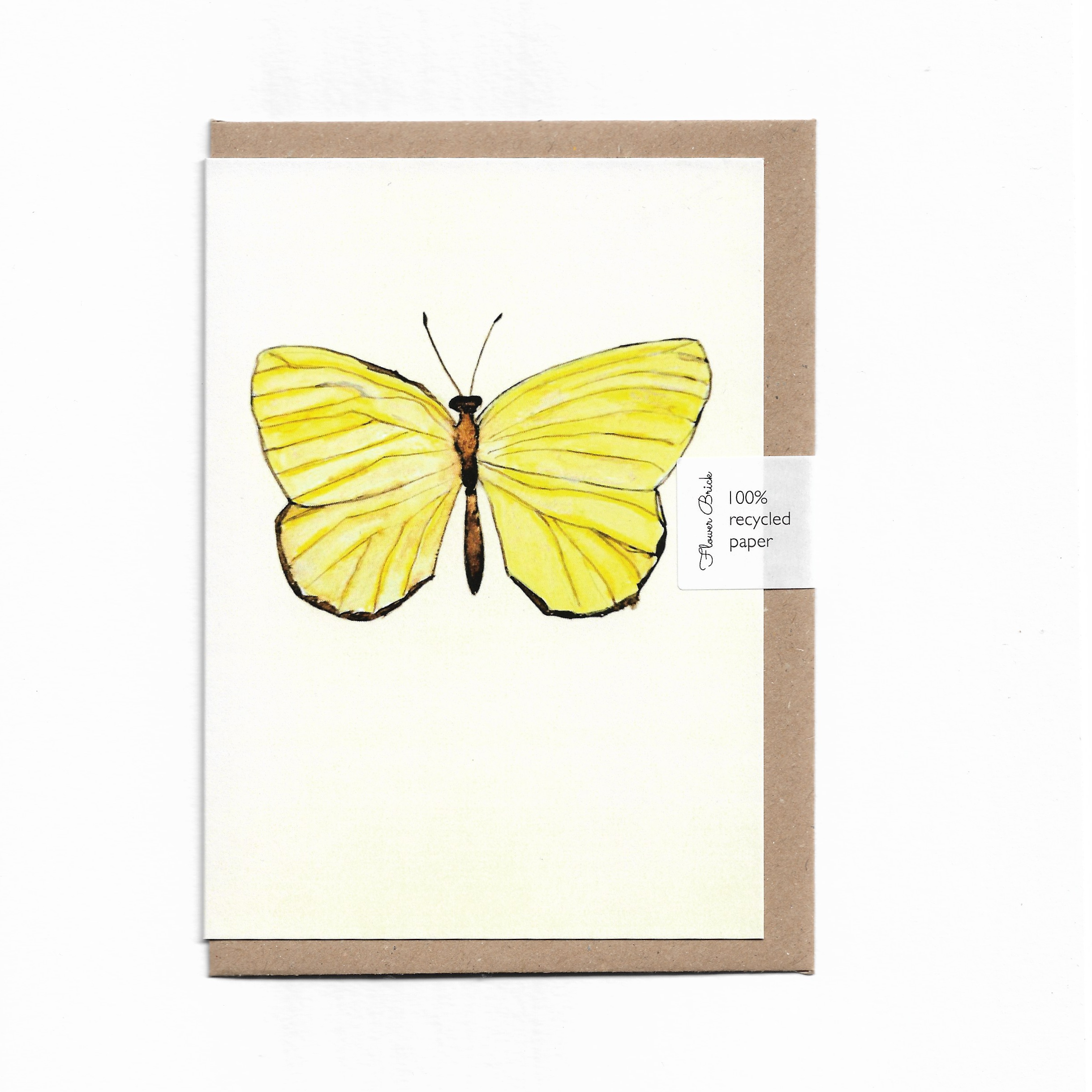 A6 100% Recycled "Yellow Butterfly" Greeting Card