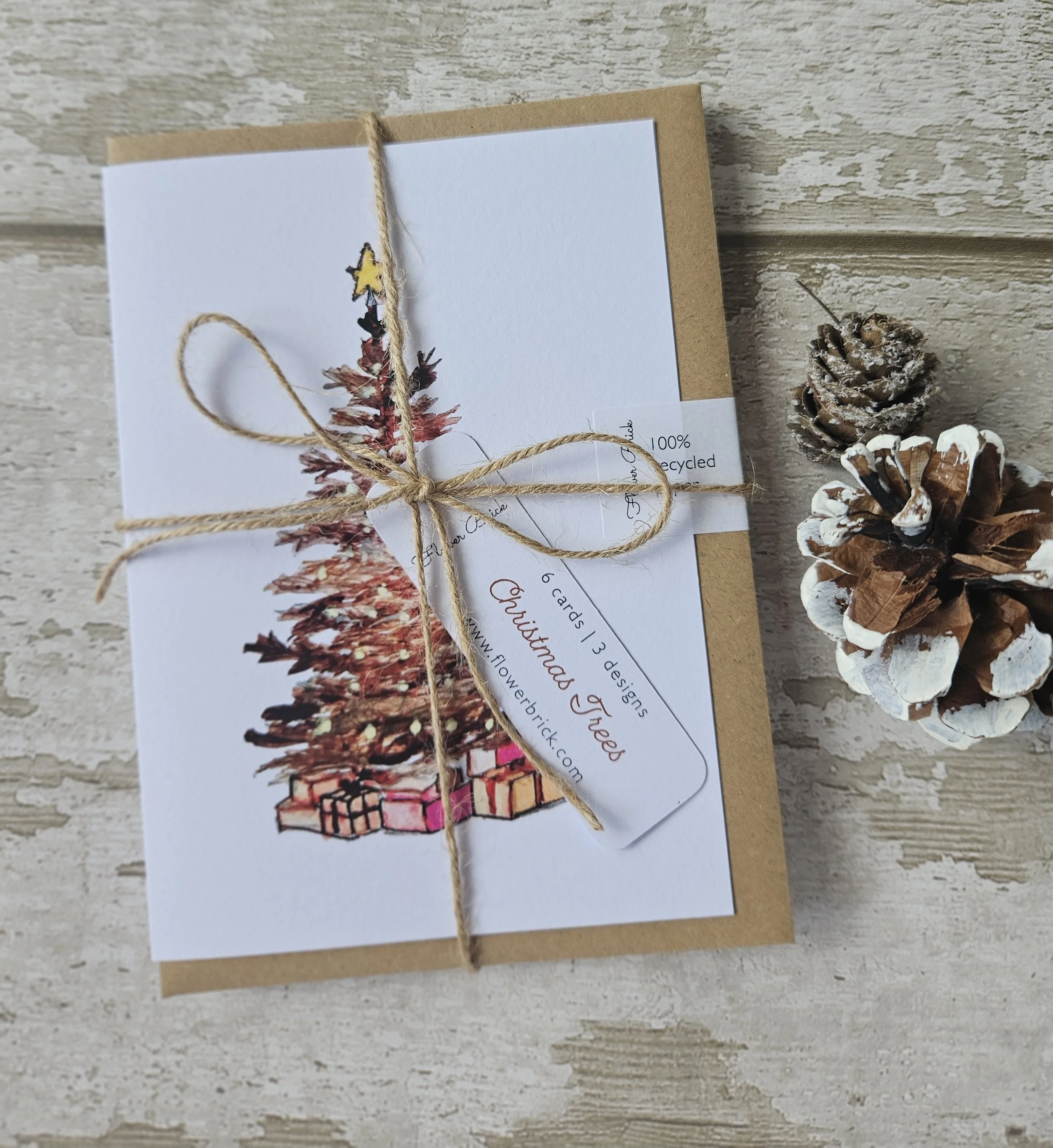 6 Pack A6 100% Recycled "Christmas Trees" Greeting Cards