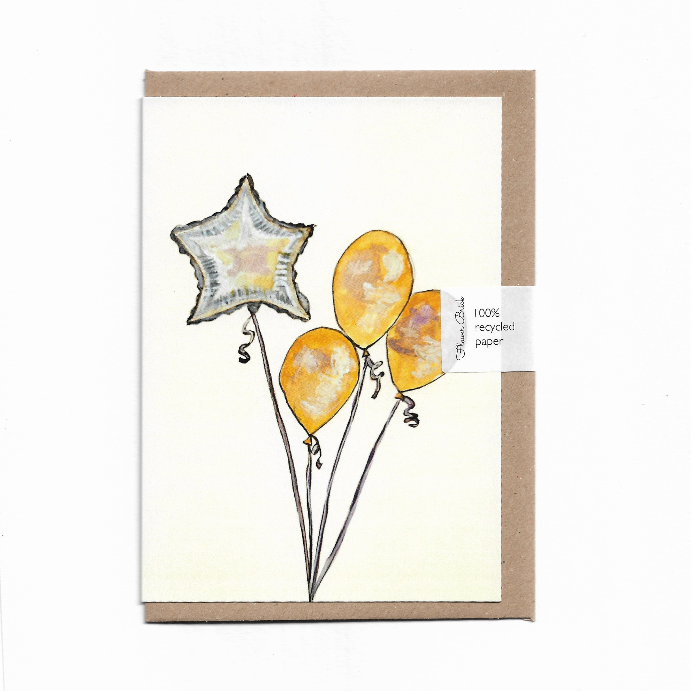 A6 100% Recycled "Star & Gold Balloons" Greeting Card