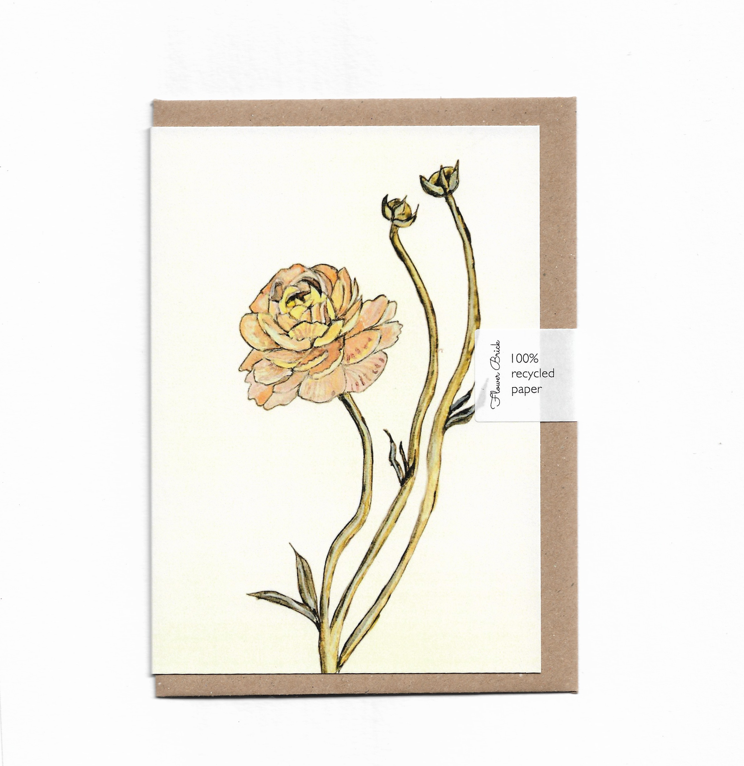 A6 100% Recycled "Butterfly Ranunculus" Greeting Card