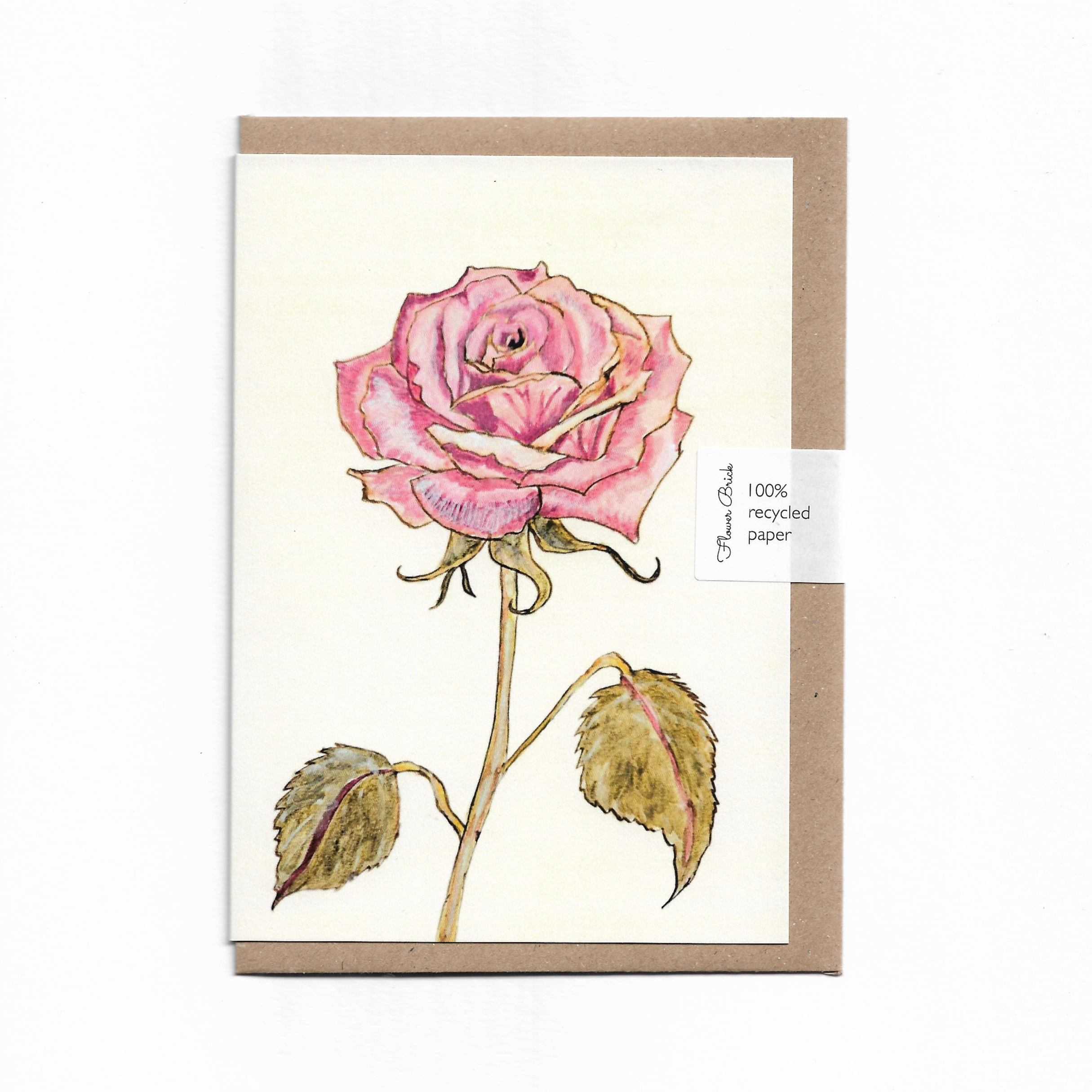 A6 100% Recycled "Pink Rose" Greeting Card