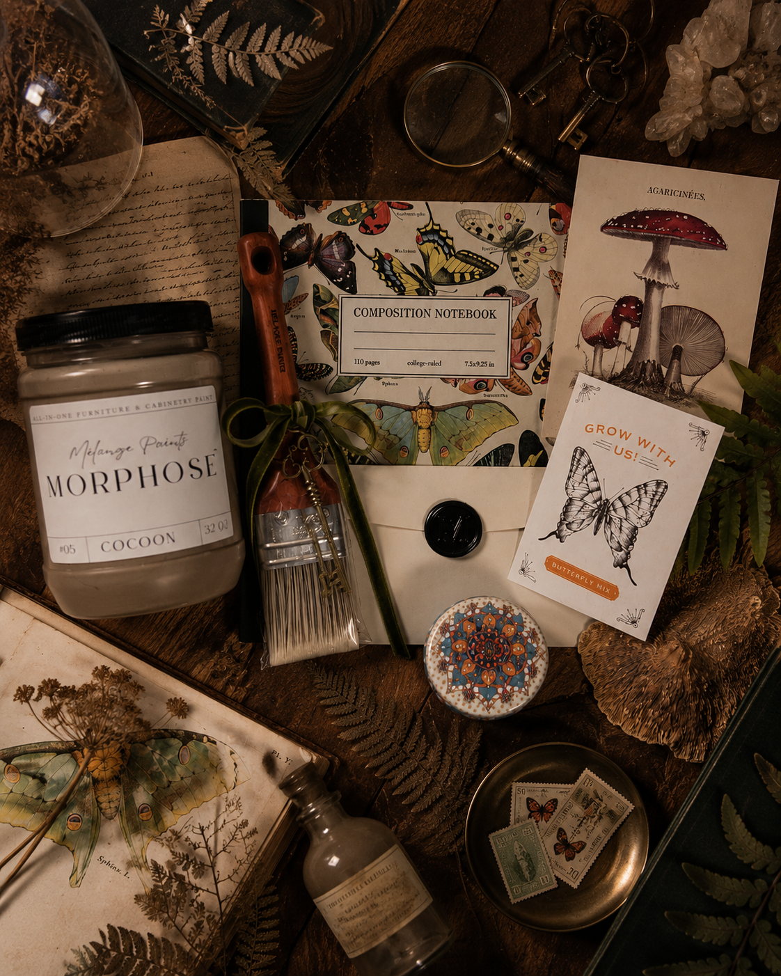 A curated package of essential studio supplies and collectible curated ephemera
