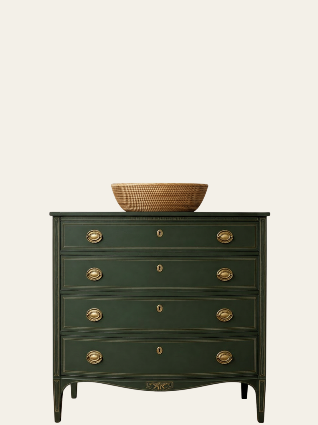 Furniture painted in Bracken by Mélange Paints, a deep woodland green furniture paint.
