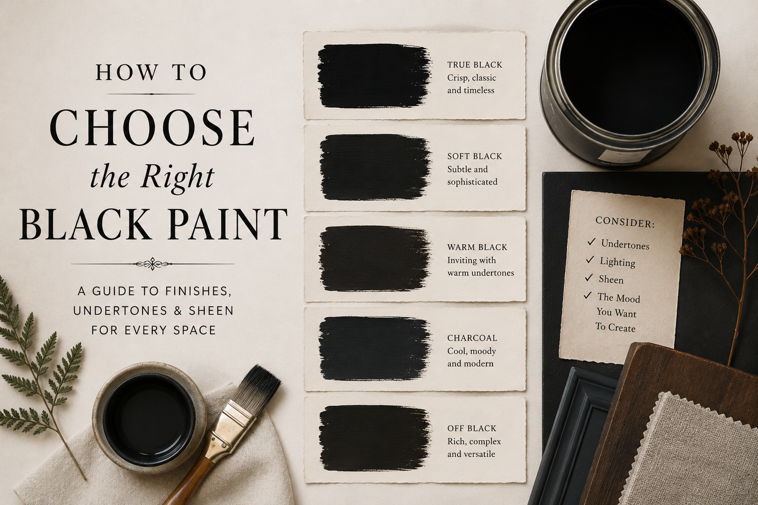 a guide to choosing from true, soft, warm, charcoal, and off blacks