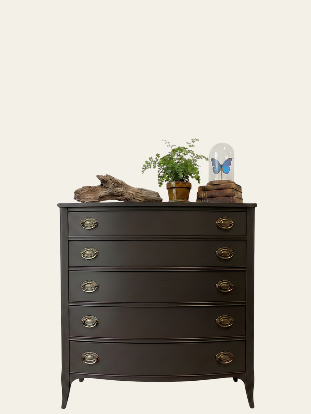 Furniture painted in Absolute by Mélange Paints, a true black white furniture paint.