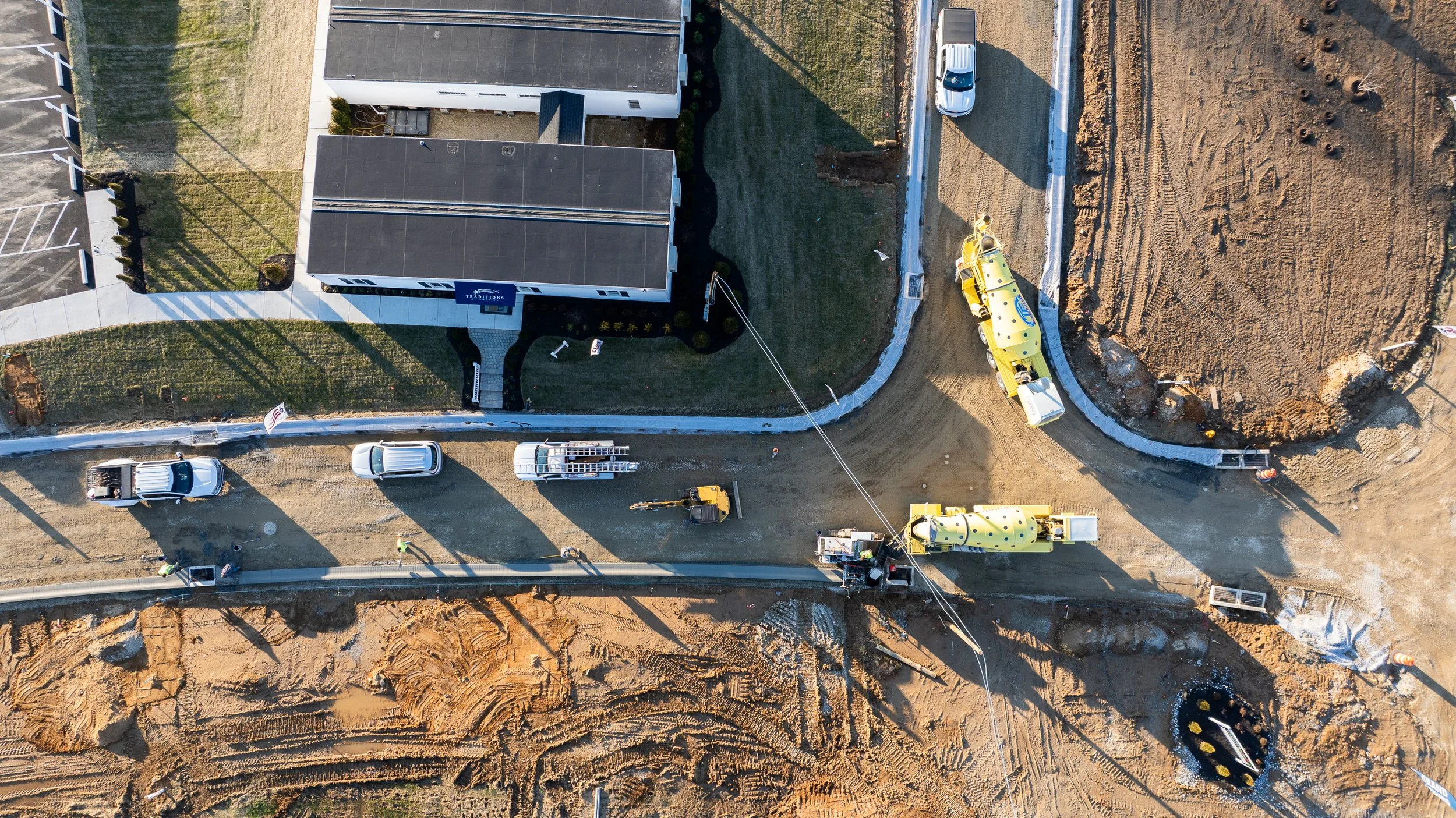 Concrete curb installation at the Brandywine Farms project.
