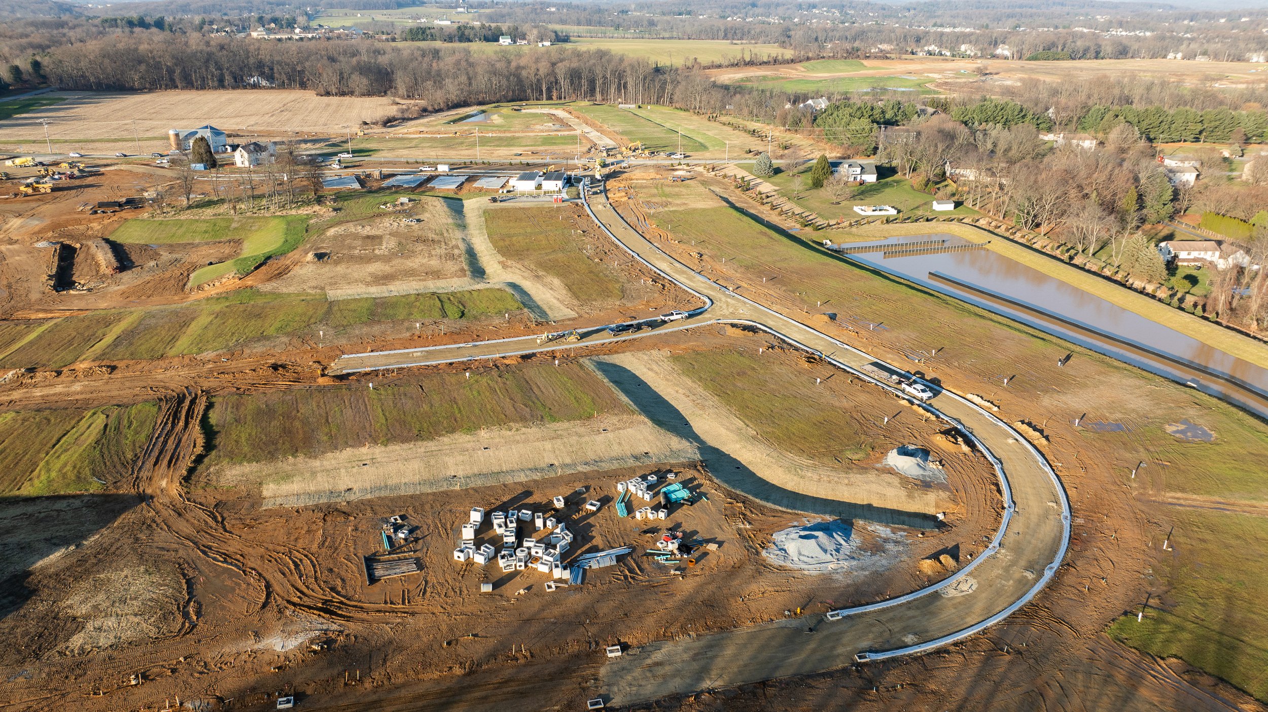 Concrete curb being installed at the Brandywine Farms project