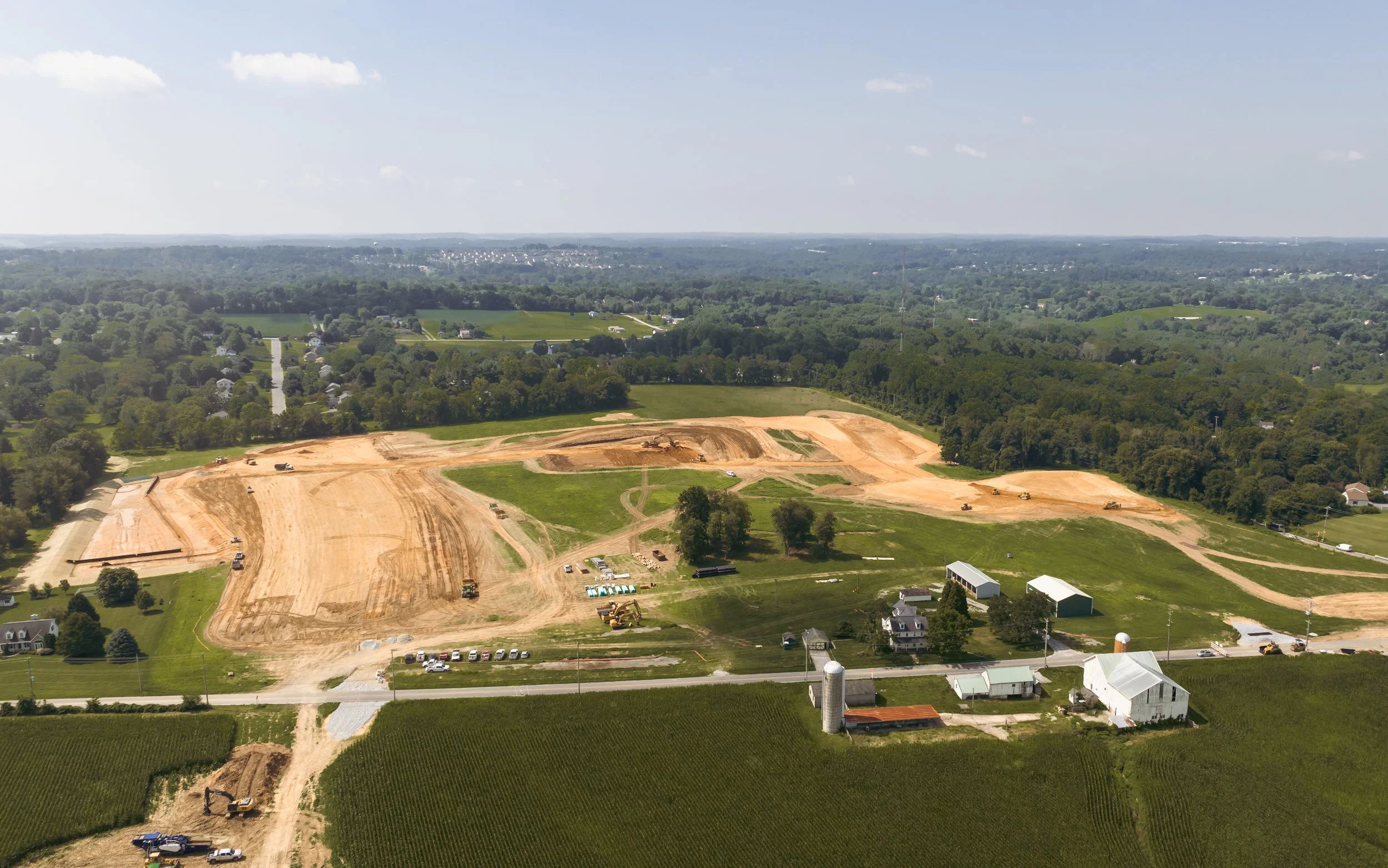 Aerial view of the south side of East Reeceville Rd side of the Brandywine Farms project.
