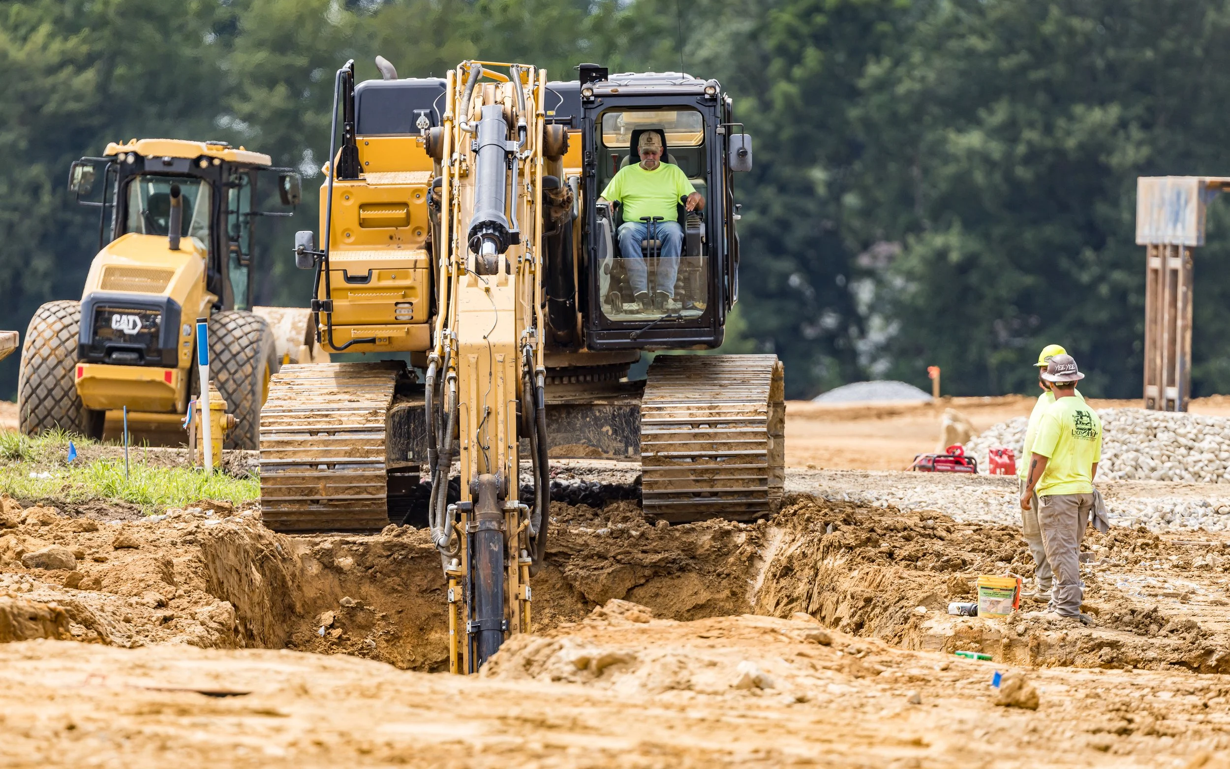 CAT 349 digging deep for new sanitary sewer at the Brandywine Farms project
