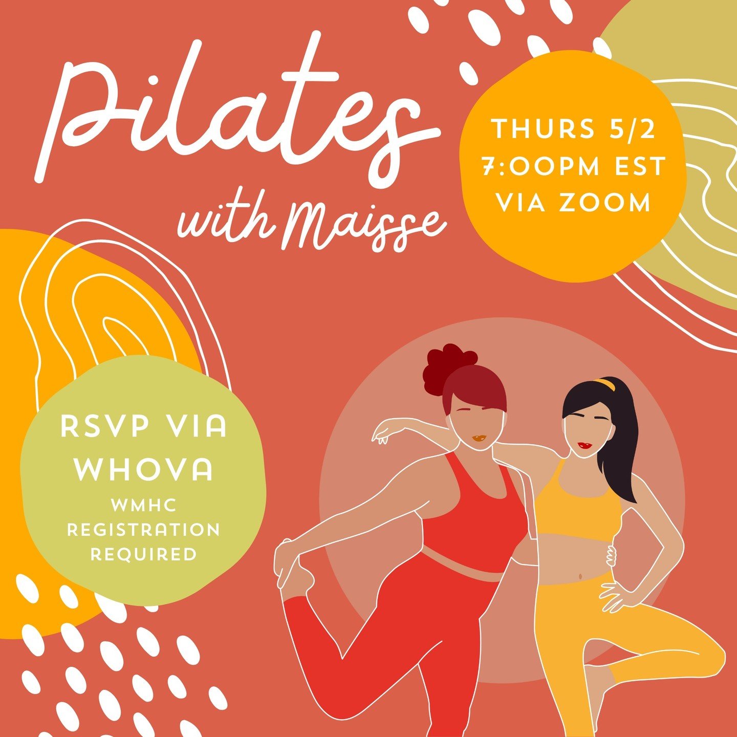 We are counting down the days until WMHC2024...so why not kick things off a little early with some movement!

This Thursday at 7pm EST, join us for mat Pilates with instructor Matisse Madden. Class will be available via zoom through our conference pl