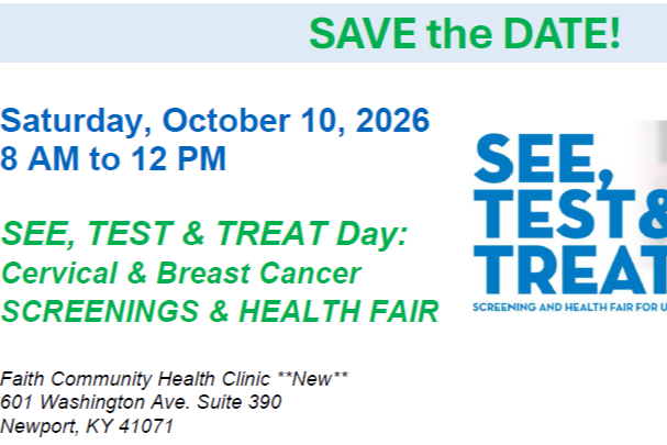 SEE, TEST & TREAT Day: Cervical & Breast Cancer Screenings & Health Fair