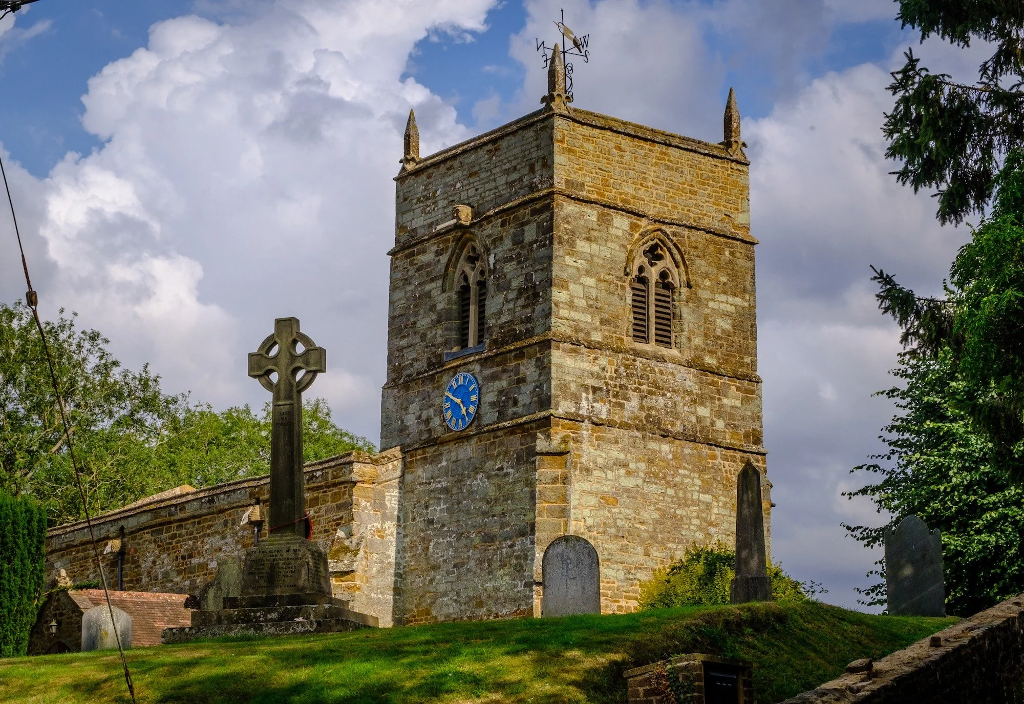 The church tower and war memorial