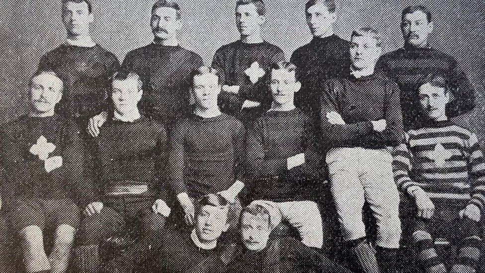 Old newspaper cutting of the Saints team in 1886