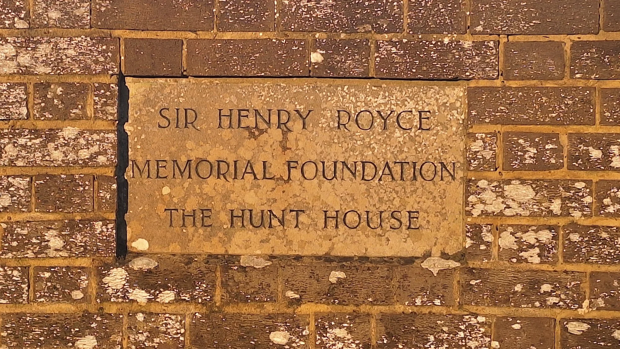 Sir Henry Royce Memorial Foundation wall sign