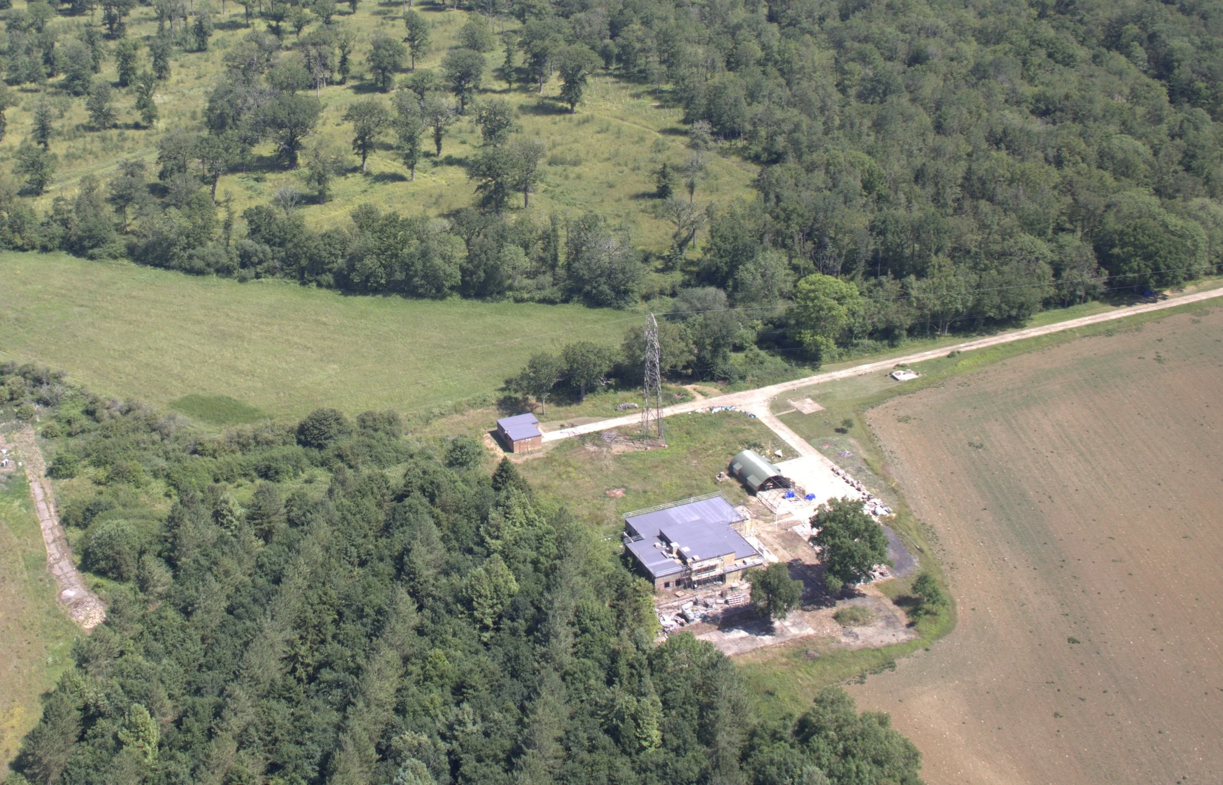 Aerial view of the museum in the countryside